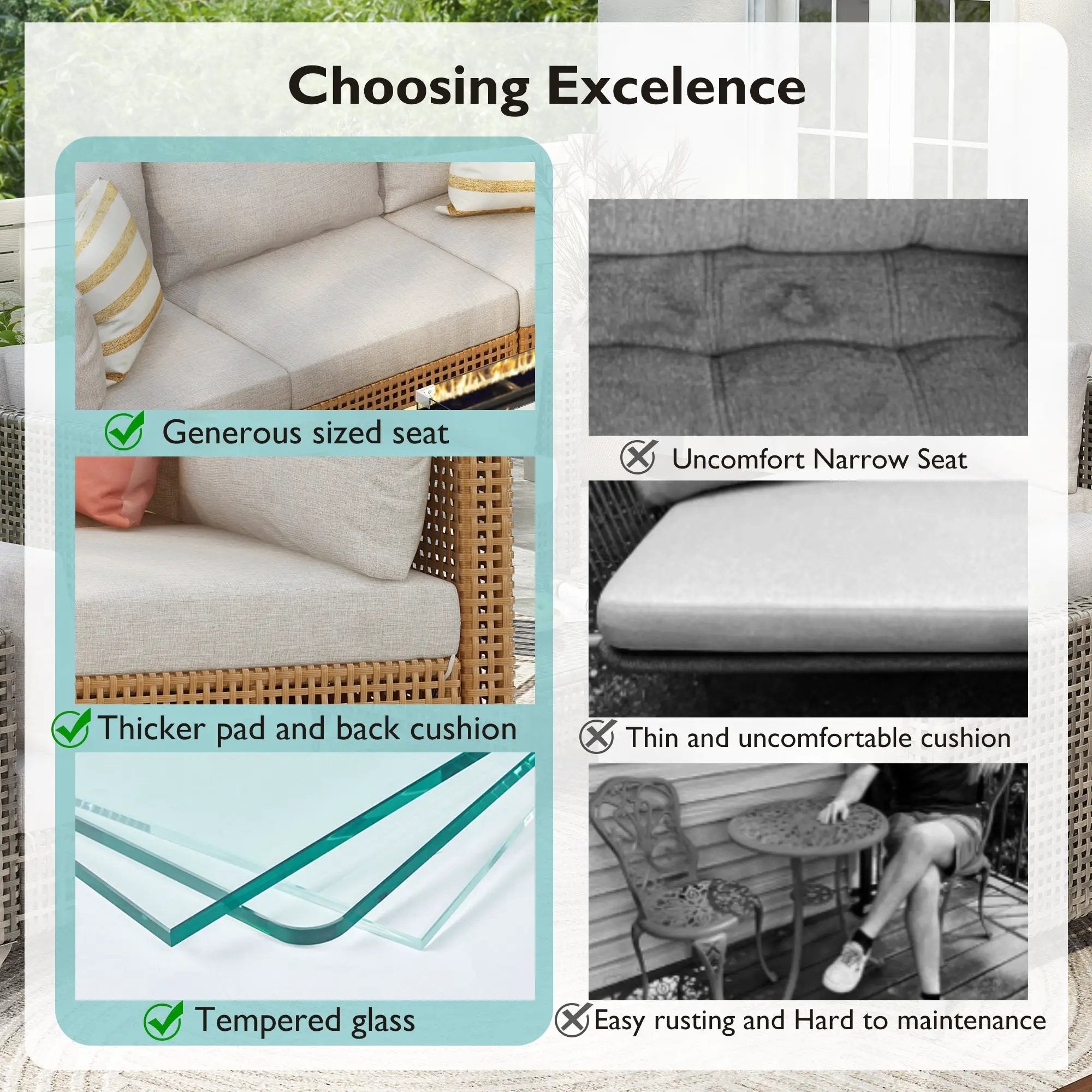 K&K 8-Piece Patio Furniture Set with Fire Pit Table by HouseOfZazla