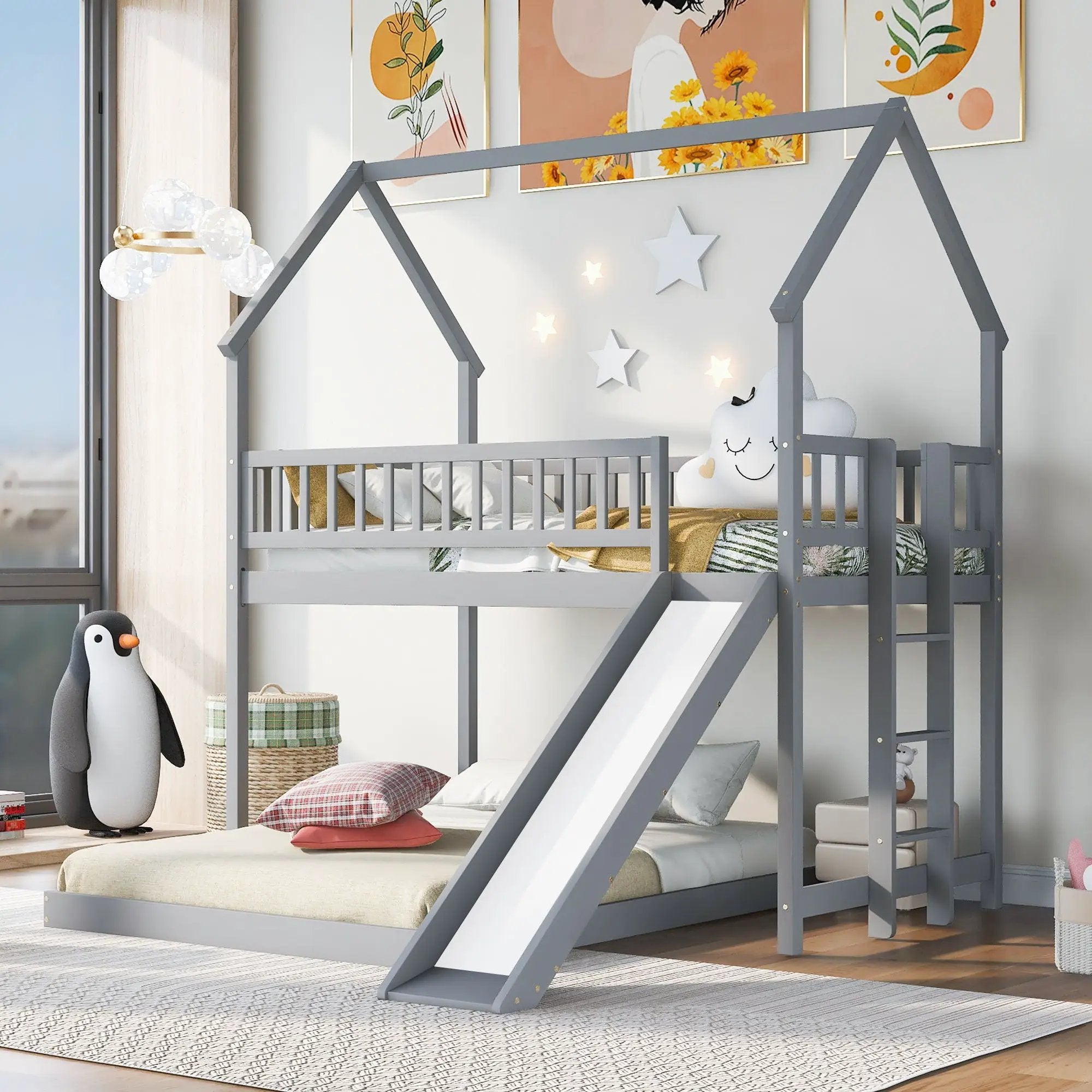 House Bunk Bed With Slide And Built In Ladder by Unique Piece Furniture