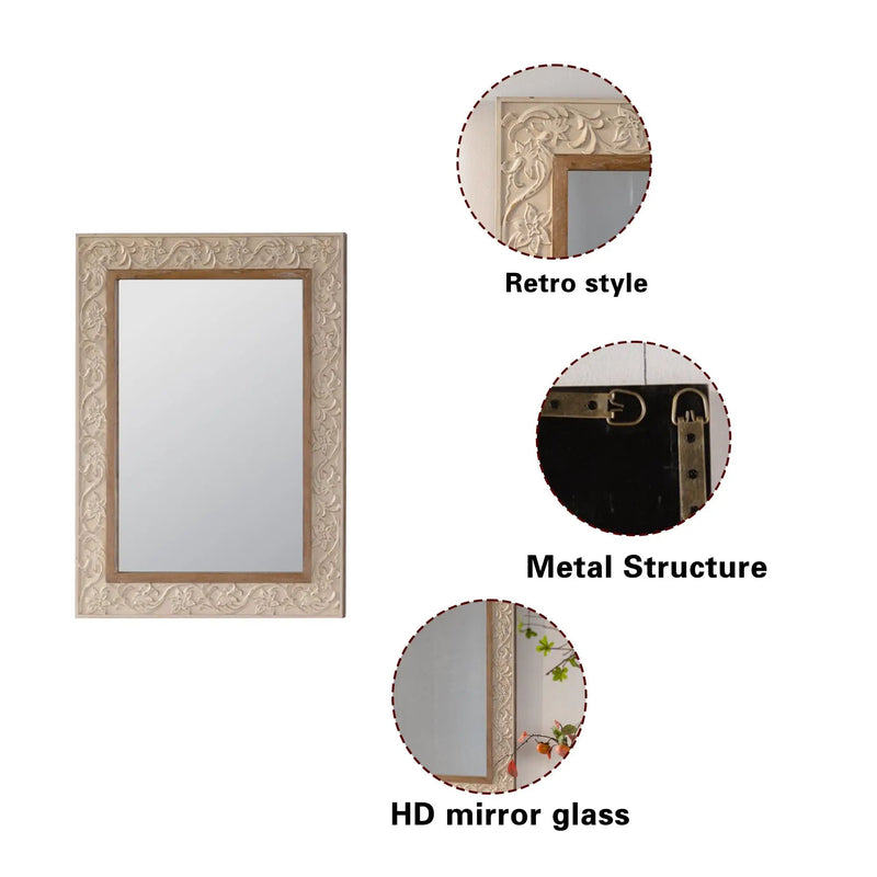 Vintage Carved Pattern Rectangular Wall Mirror by HouseOfZazla