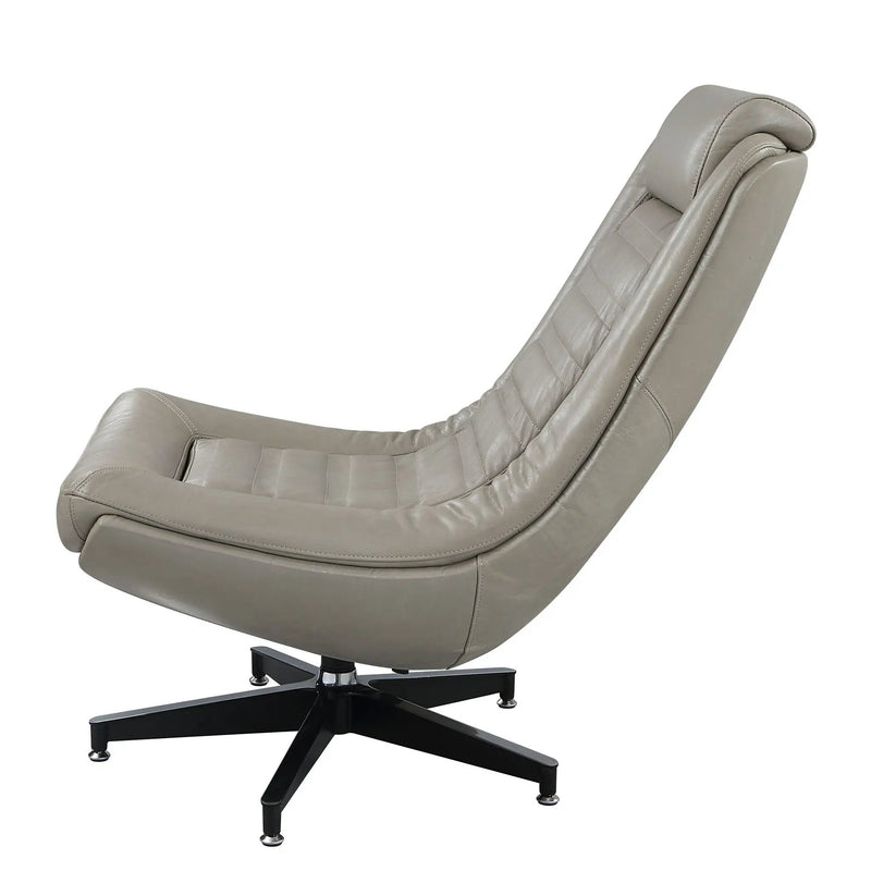 Piran - Twilight Top Grain Leather Accent Chair And Ottoman With Swivel - Gray by HouseOfZazla