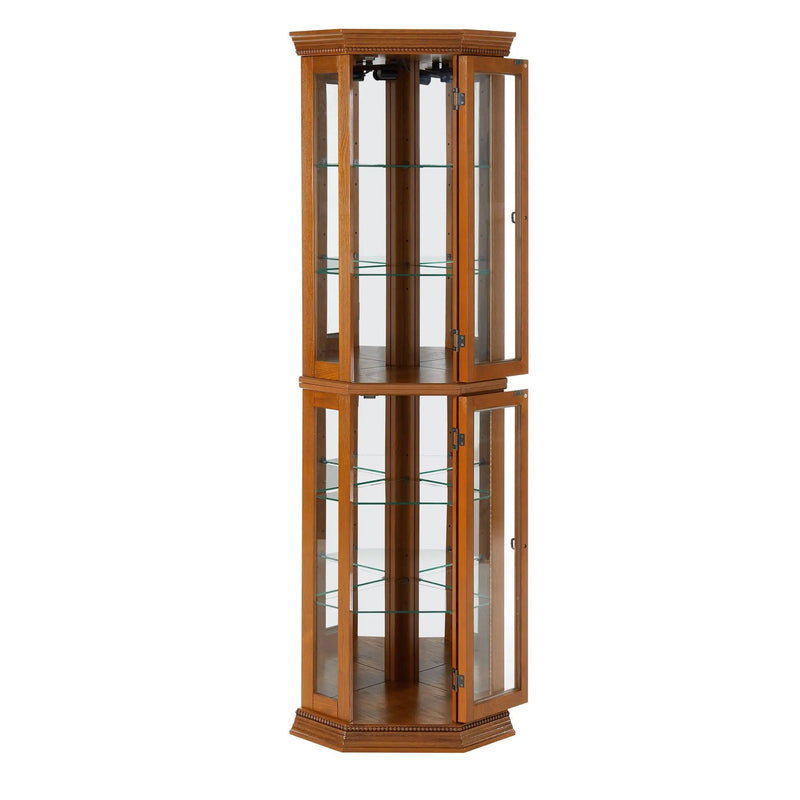 Corner Curio Cabinet With Lights, Adjustable Tempered Glass Shelves, Mirrored Back, Display Cabinet (E26 Light Bulb Not Included) by HouseOfZazla