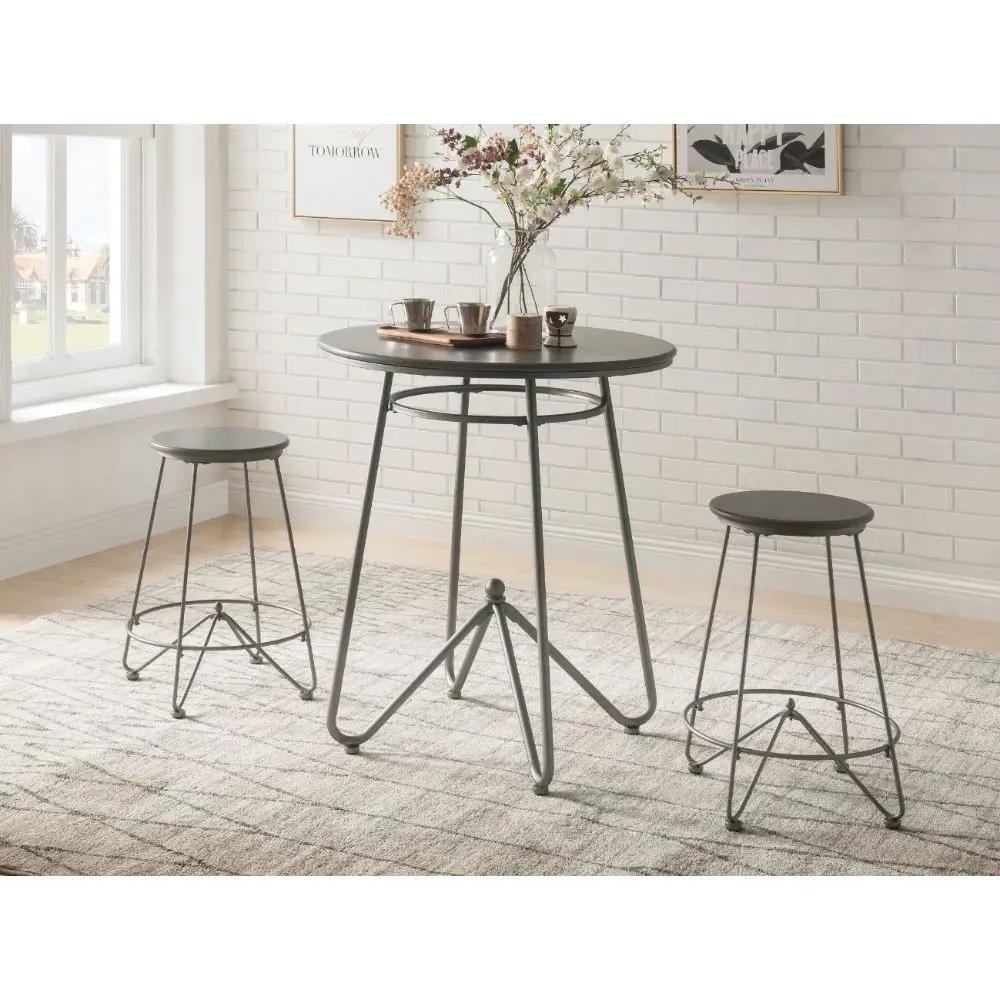 Nimai - 3 Piece Counter Height Table Set - Gray Oak & Sandy Gray by Unique Piece Furniture