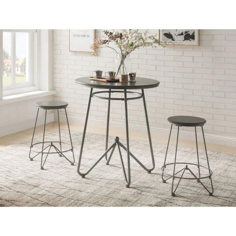 Nimai - 3 Piece Counter Height Table Set - Gray Oak & Sandy Gray by Unique Piece Furniture
