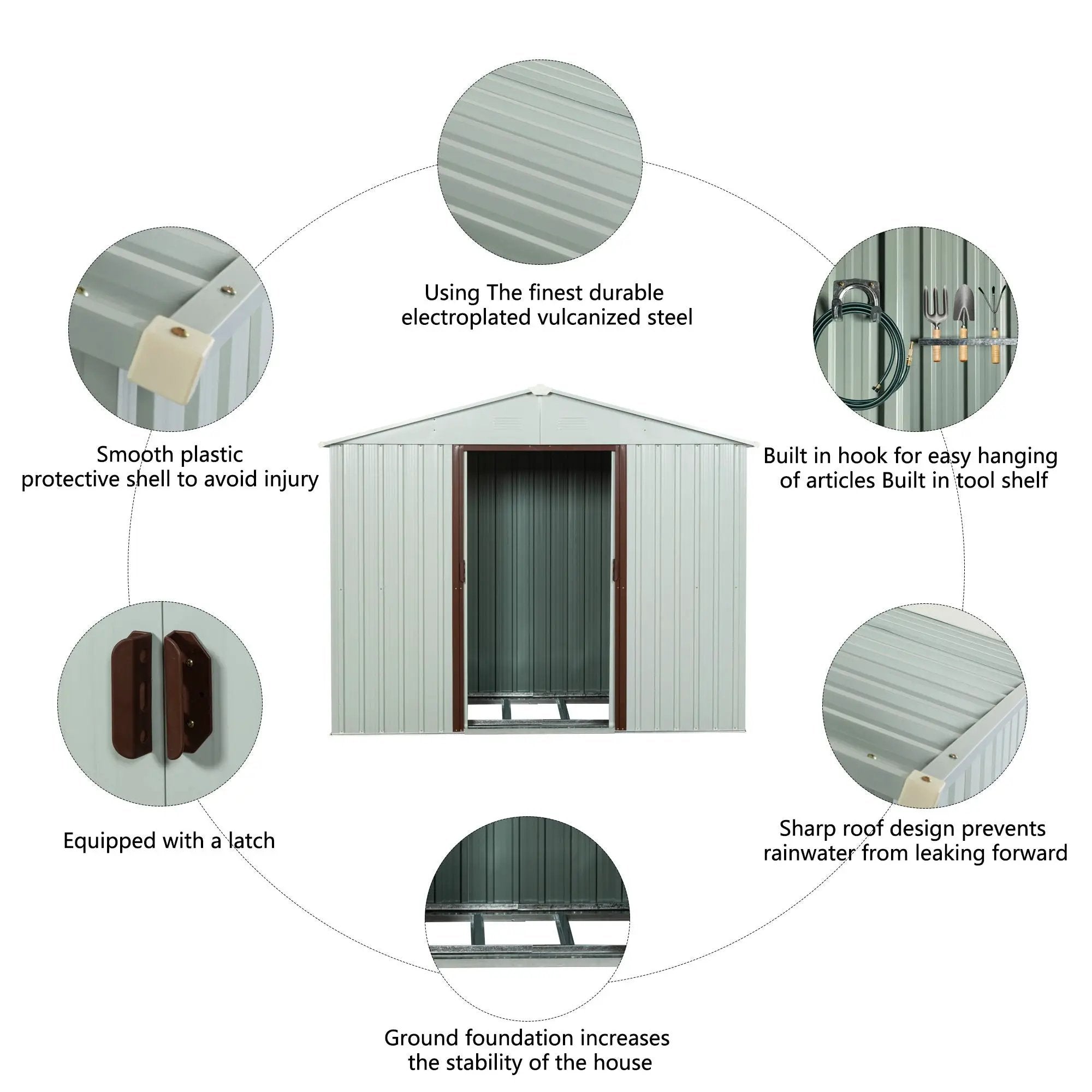 Ry-Sdyx56-Ww Outdoor Metal Storage Shed With Window - White by HouseOfZazla