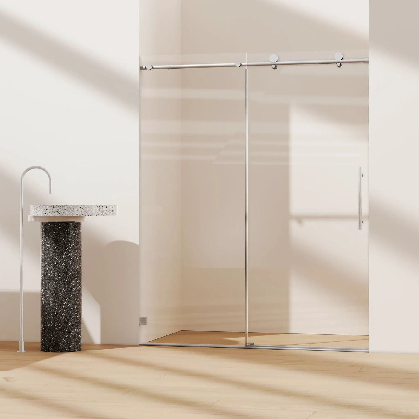 Frameless, Single Sliding Soft Close Shower Doors, 5/16" Sgcc Tempered Glass by HouseOfZazla
