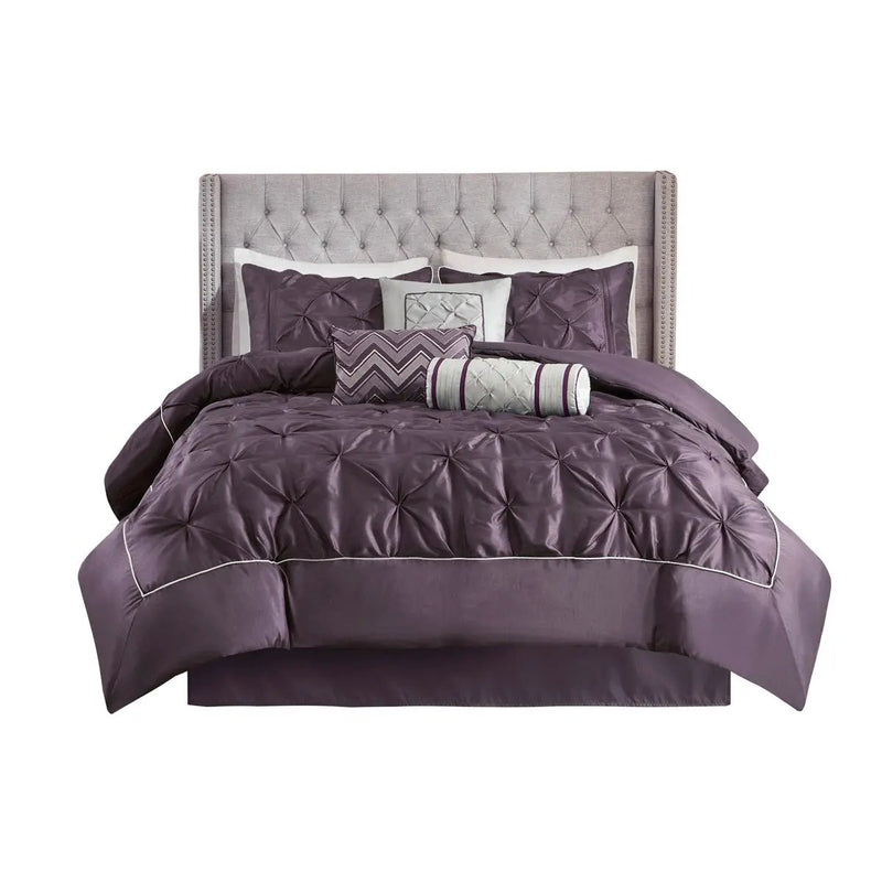 7 Piece Tufted Comforter Set Plum California King by HouseOfZazla