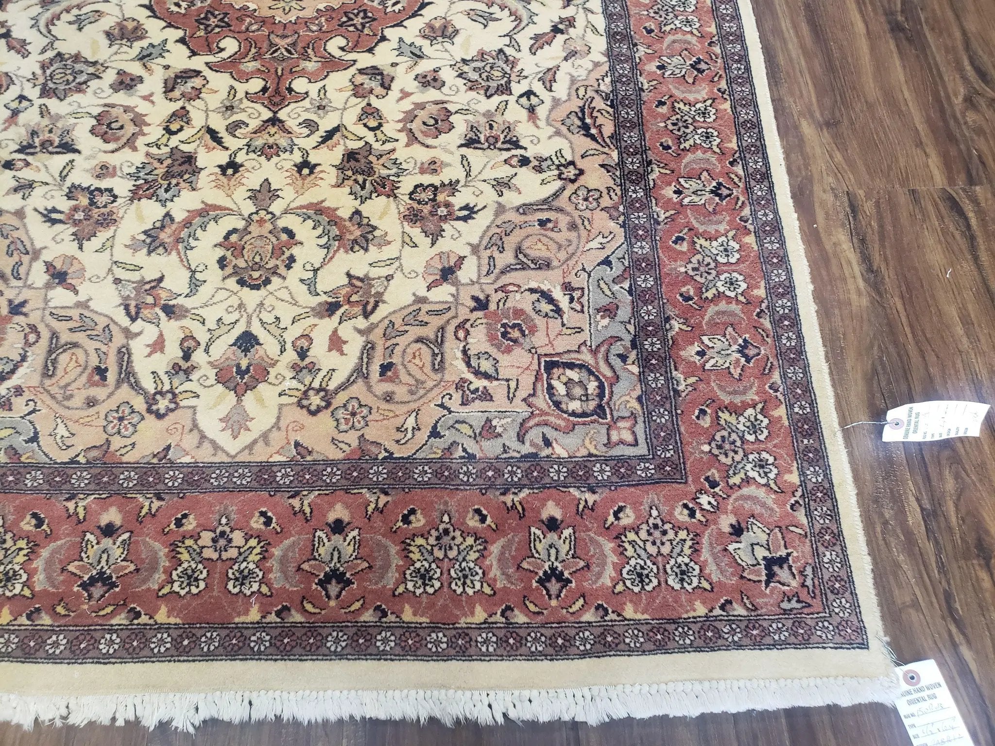 4x6 Handmade Top Quality Pakistani Floral Wool Rug Veg Dyes Carpet Beige Salmon by Jewel Rugs