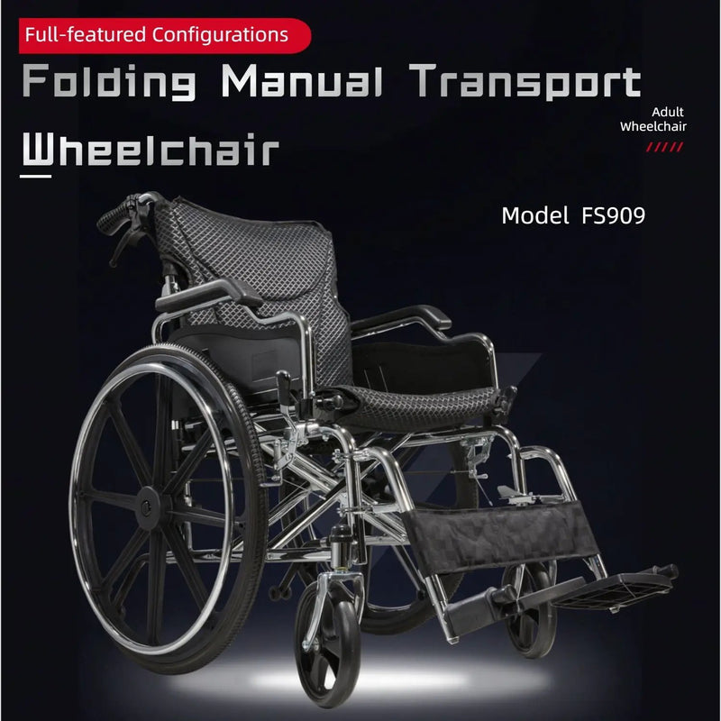 Lightweight Foldable Manual Wheelchair for Adults with Double Brakes by HouseOfZazla