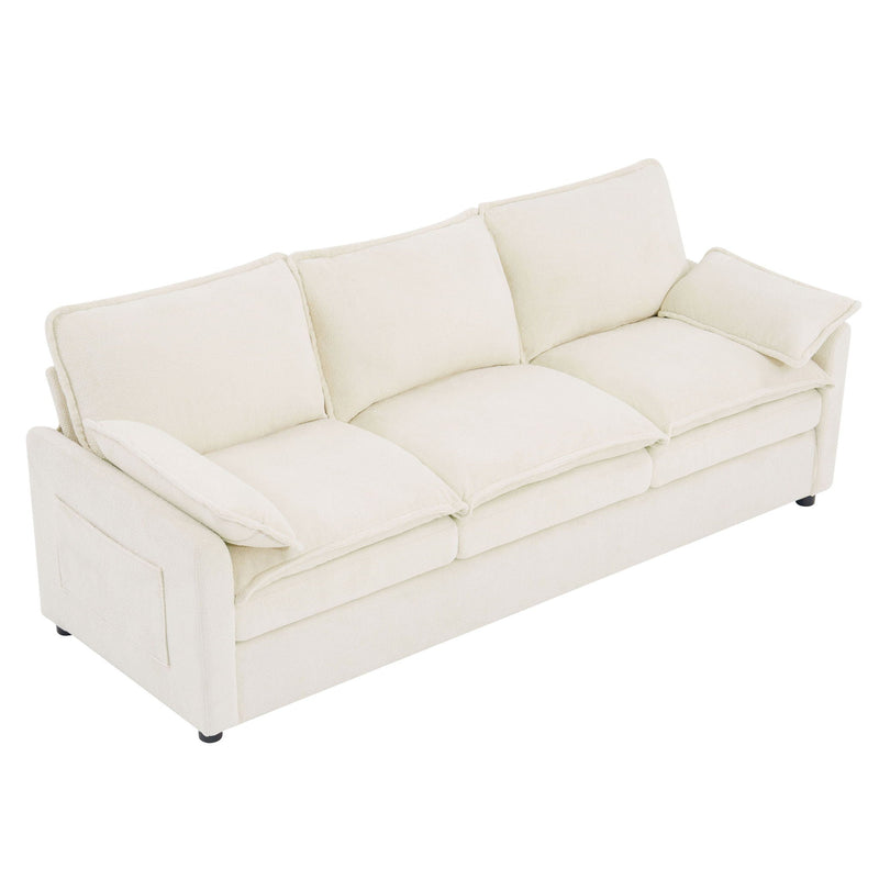 Modern 3 Seater Sofa With Side Storage Pockets For Living Room by HouseOfZazla