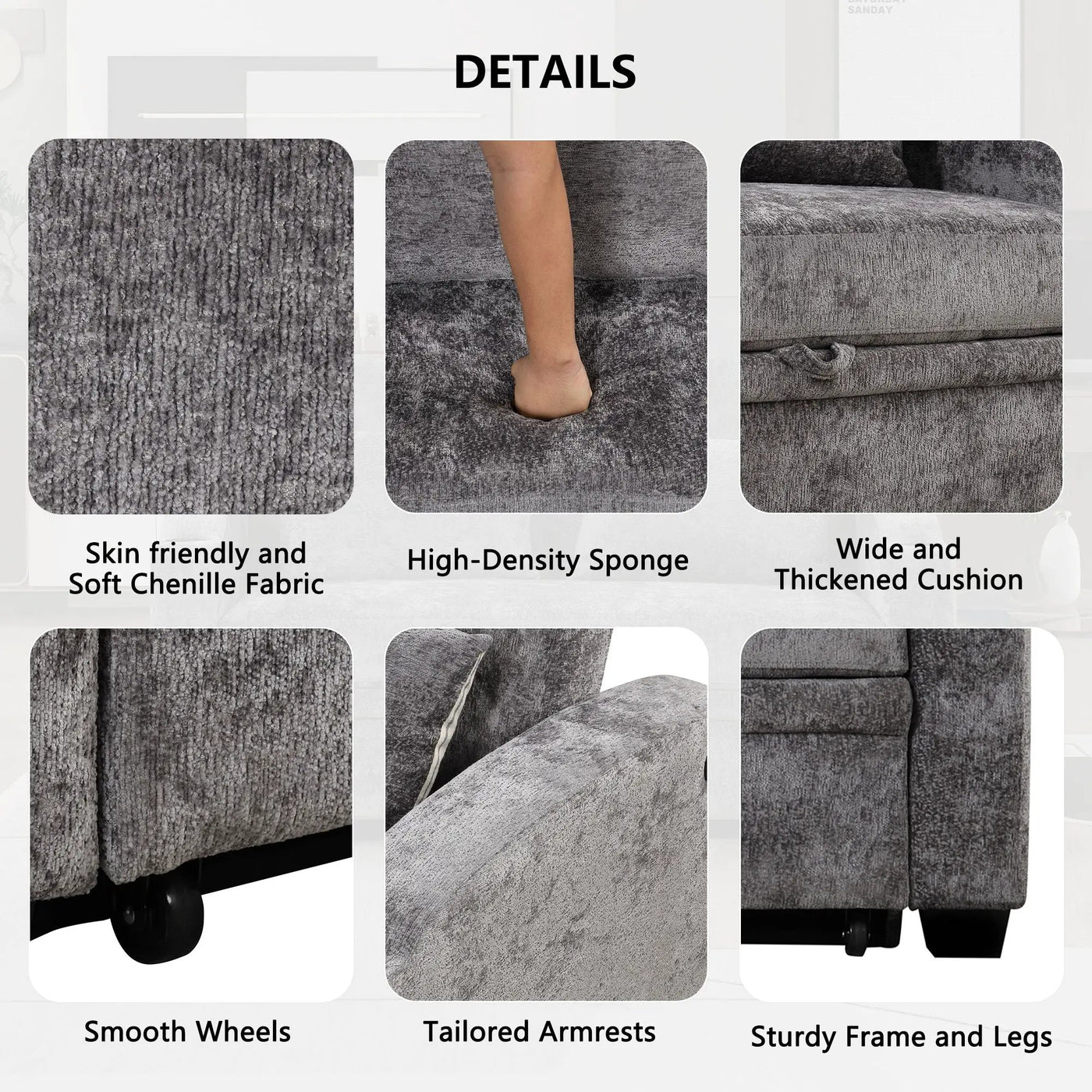 Pull Out Loveseat Sofa With Adjsutable Backrest, 2 Pillows, Cup Holders, USB Ports For Living Room by Unique Piece Furniture
