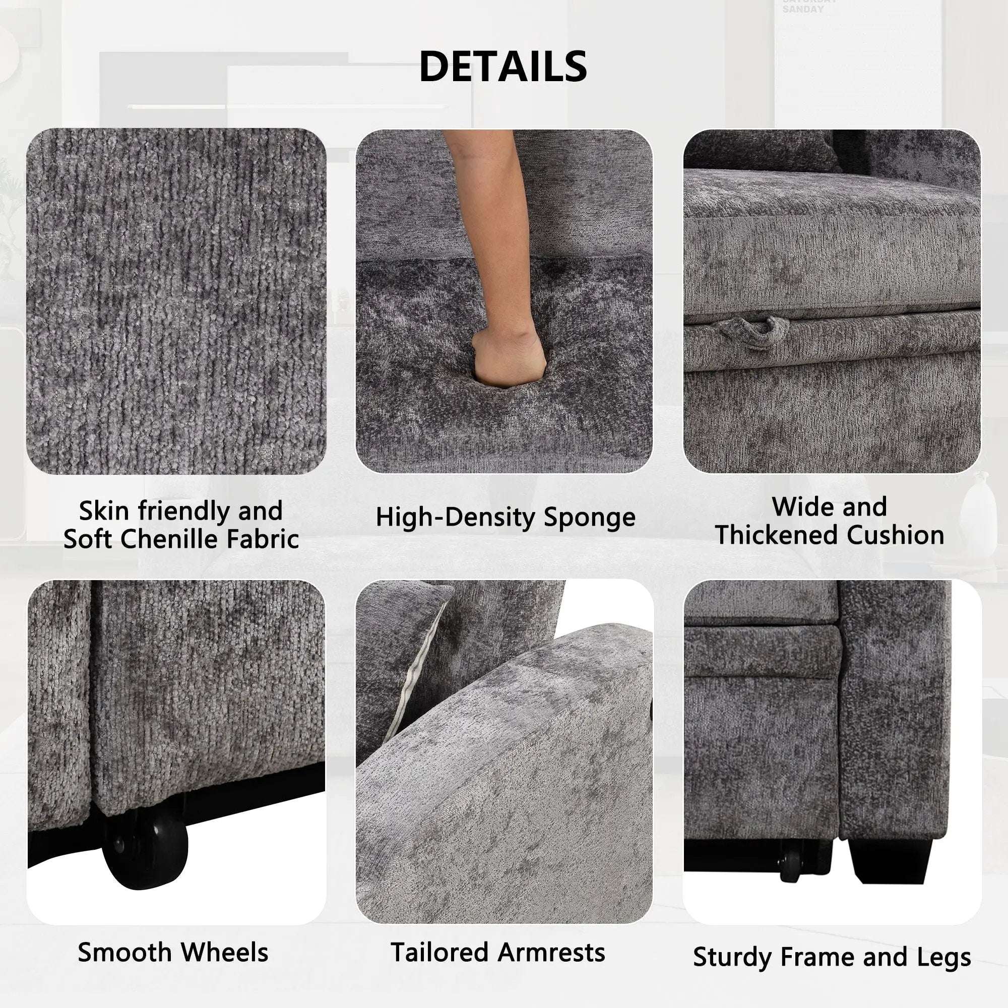 Pull Out Loveseat Sofa With Adjsutable Backrest, 2 Pillows, Cup Holders, USB Ports For Living Room by Unique Piece Furniture