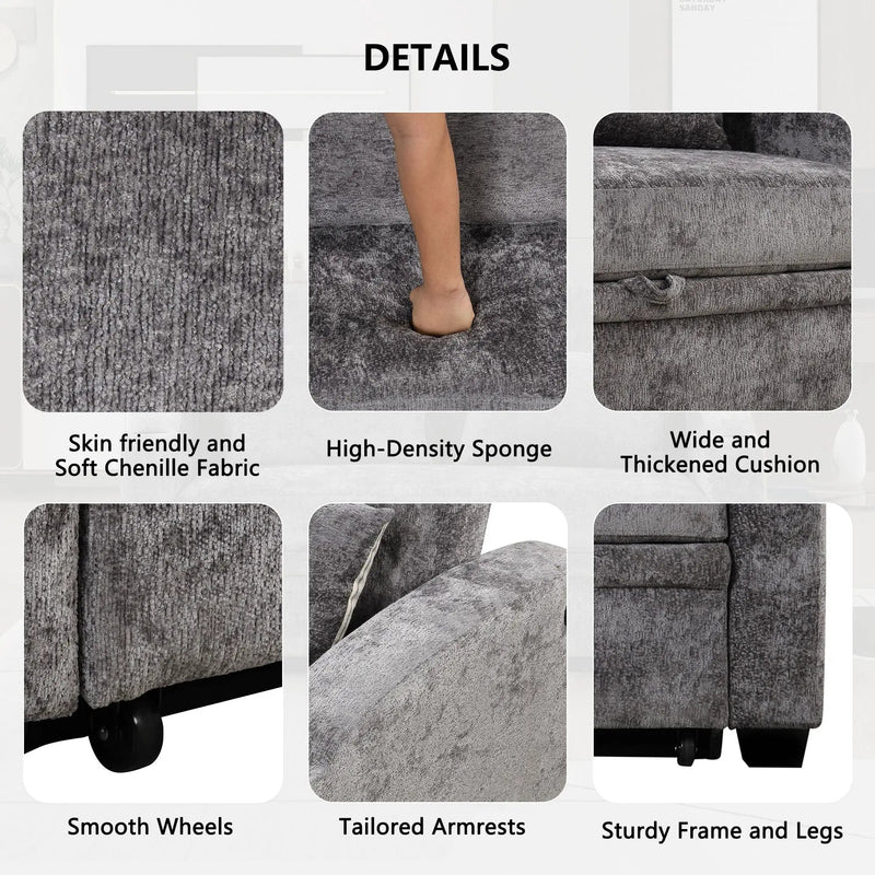 Pull Out Loveseat Sofa With Adjsutable Backrest, 2 Pillows, Cup Holders, USB Ports For Living Room by HouseOfZazla
