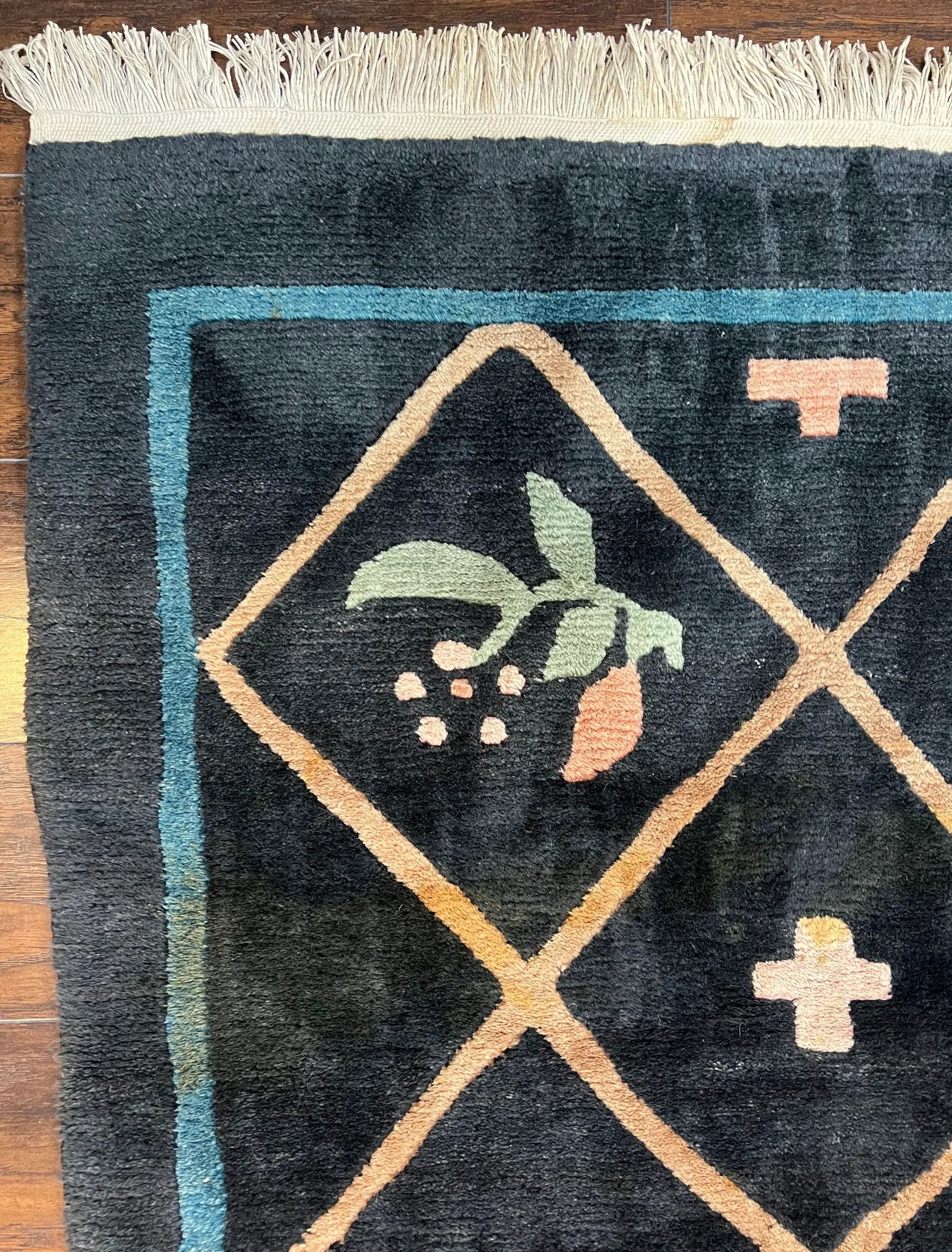 Tibetan Rug 9x12, Hand Knotted Tibet Nepali Contemporary Carpet 9 x 12 ft, Black and Tan, Handmade Area Rug Room Sized, Nepalese Rug by Jewel Rugs