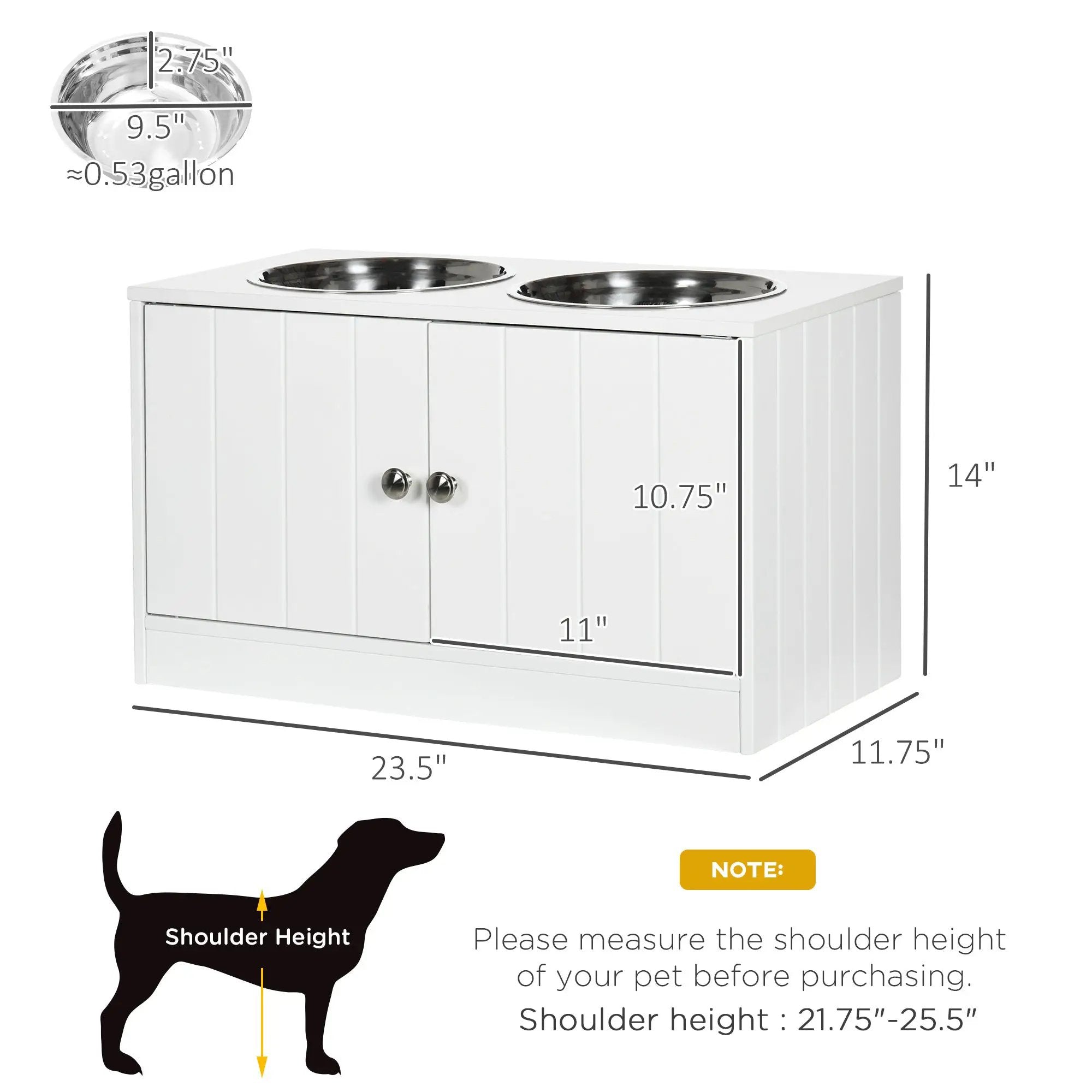 PawHut Large Elevated Dog Bowls with Storage Cabinet by HouseOfZazla