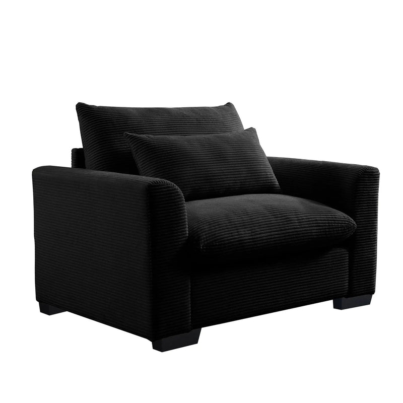Black Corduroy Deep Seat Single Sofa Accent Chair by HouseOfZazla