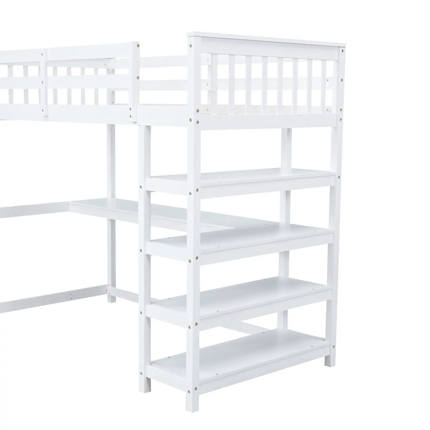 Loft Bed With Storage Shelves And Under Bed Desk by HouseOfZazla