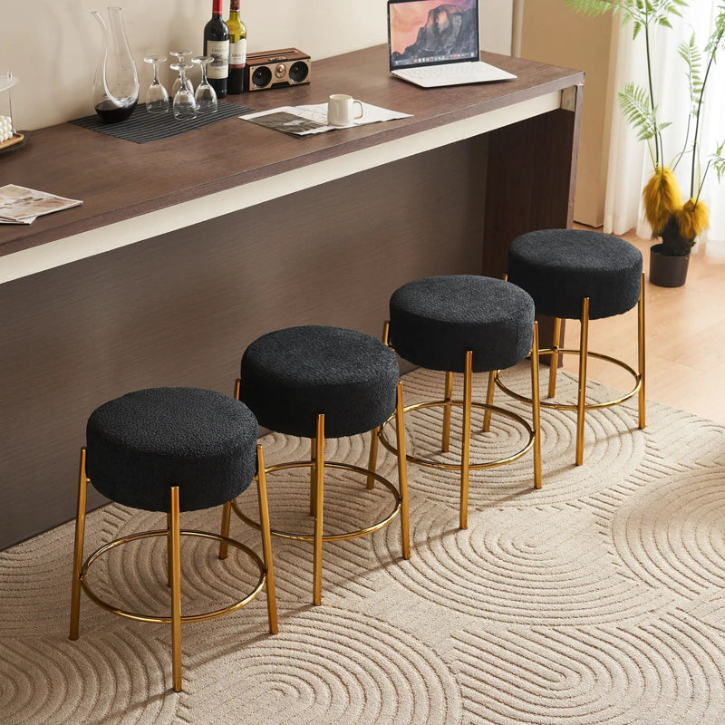 Round Bar Stools (Set of 2), Contemporary Upholstered Dining Stools For Kitchens, Coffee Shops And Bar Stores - Legs by HouseOfZazla