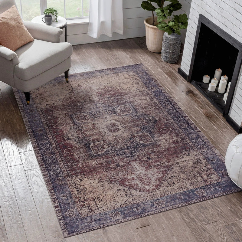 Maval - 8' X 10' Washable Area Rug - Burgundy by Unique Piece Furniture