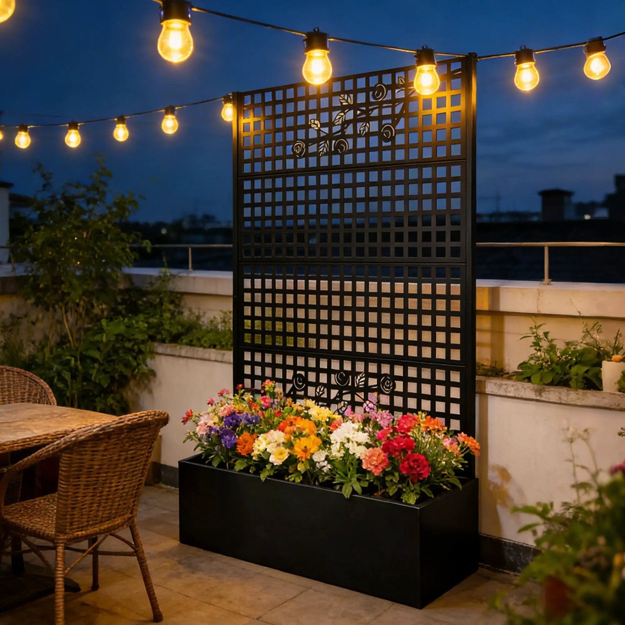 Metal Planter Box with Trellis 70.9in H x 43.3in W x 15.8in D by HouseOfZazla