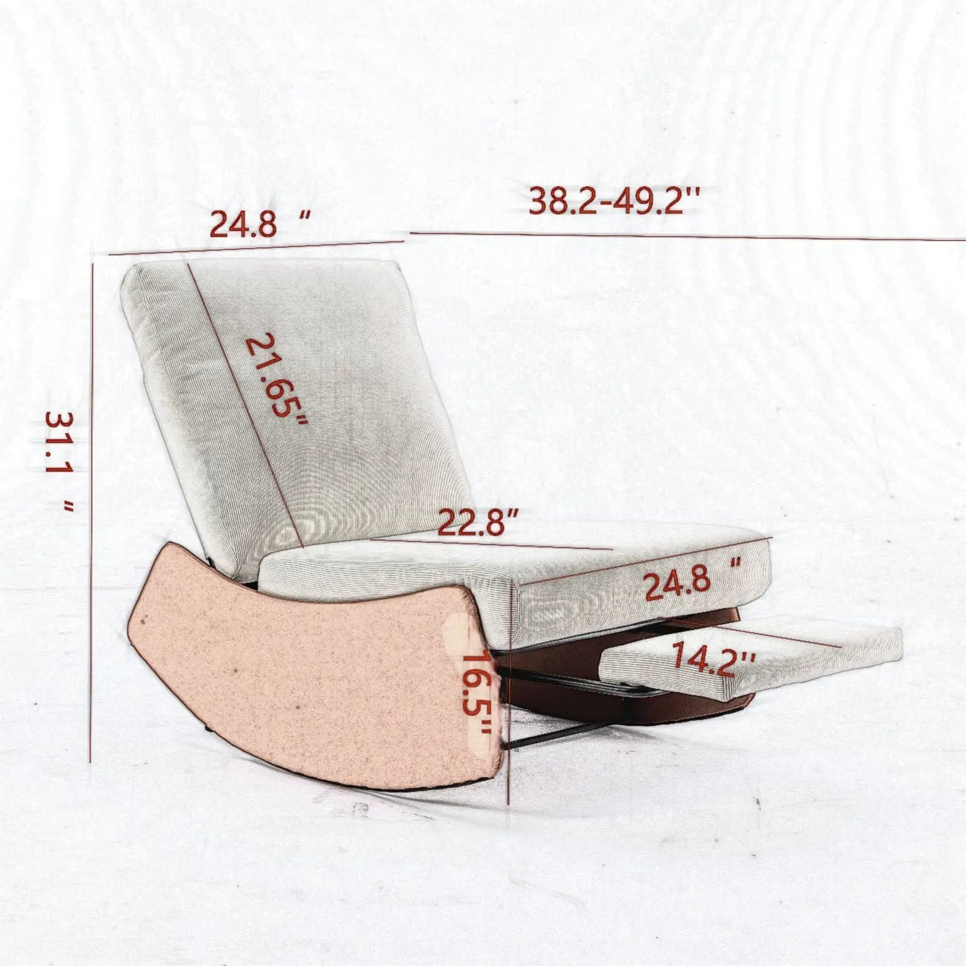 Modern Rocking Chair Recliner, Comfy Rocker Nursery Chair With Footrest, Accent Reading Chair, Upholstered Lounge Chair For Relaxing, Resting, Soft Padded Rocker For Indoor Living Room Bedroom by Unique Piece Furniture