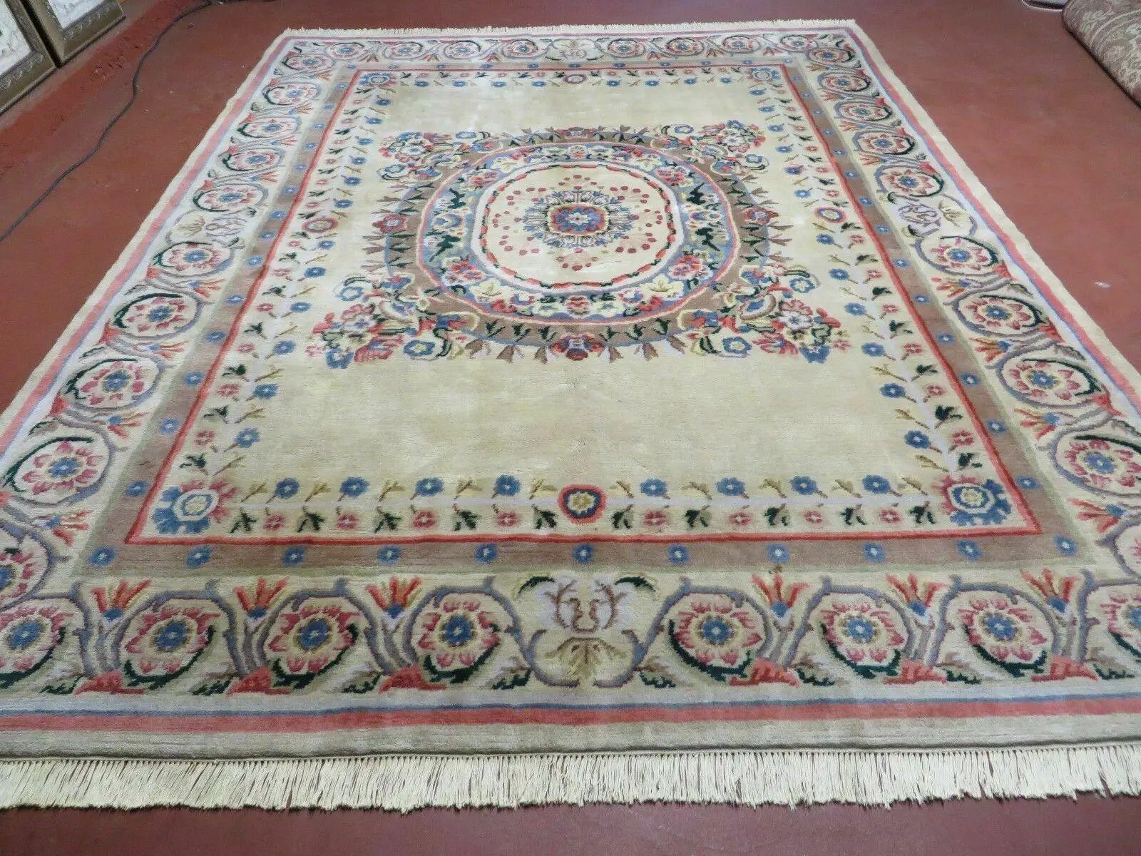 8' X 10' Vintage Handmade Wool Rug Aubusson Savonnerie Design European Nice by Jewel Rugs