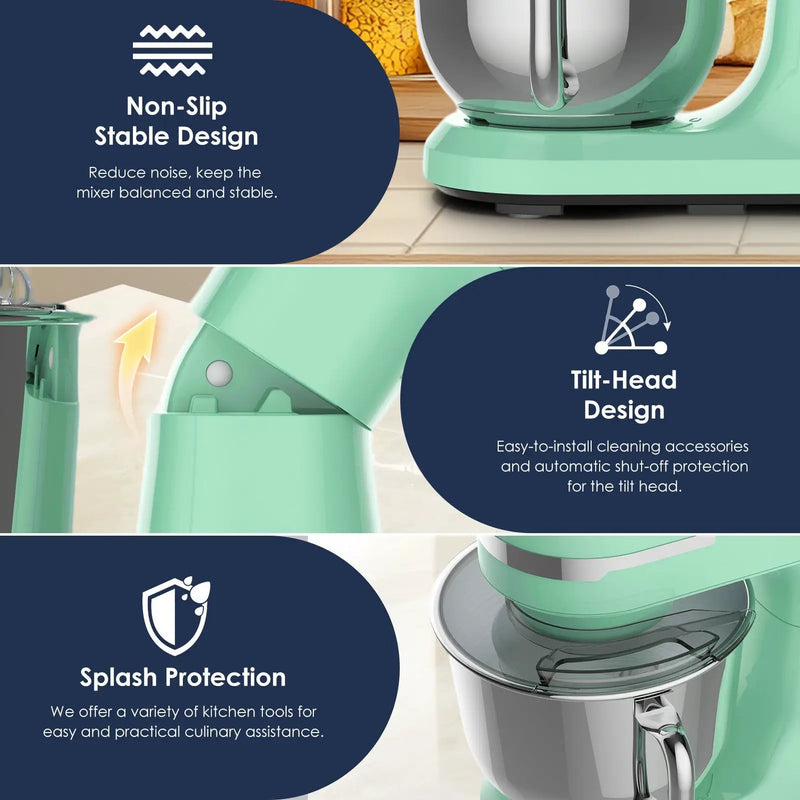 5.5QT/4.5QT Dual Bowls Electric Stand Mixer, 12-Speed Tilt-Head Food Mixer by HouseOfZazla
