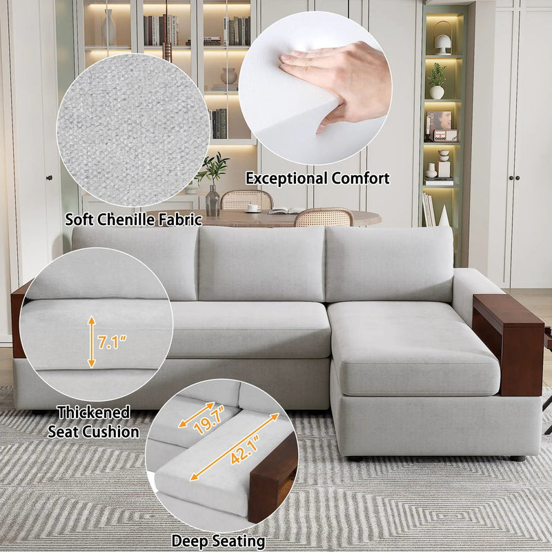 Sectional Sofa Upholstered Sofa Couch With Reversible Armrests For Living Room by HouseOfZazla