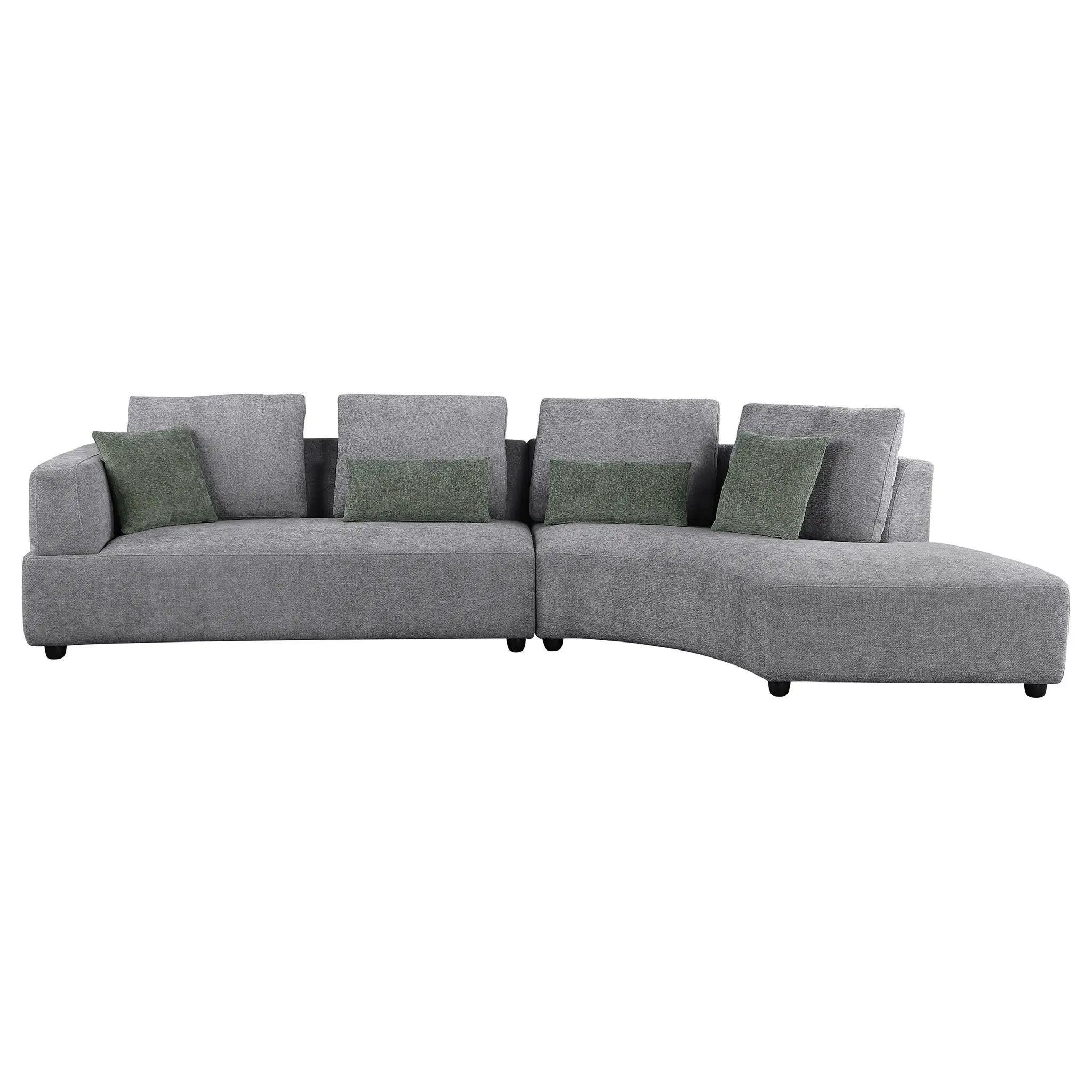 Lincoln - Upholstered Curved Sectional Sofa With Pillow Back Cushions - Gray by HouseOfZazla