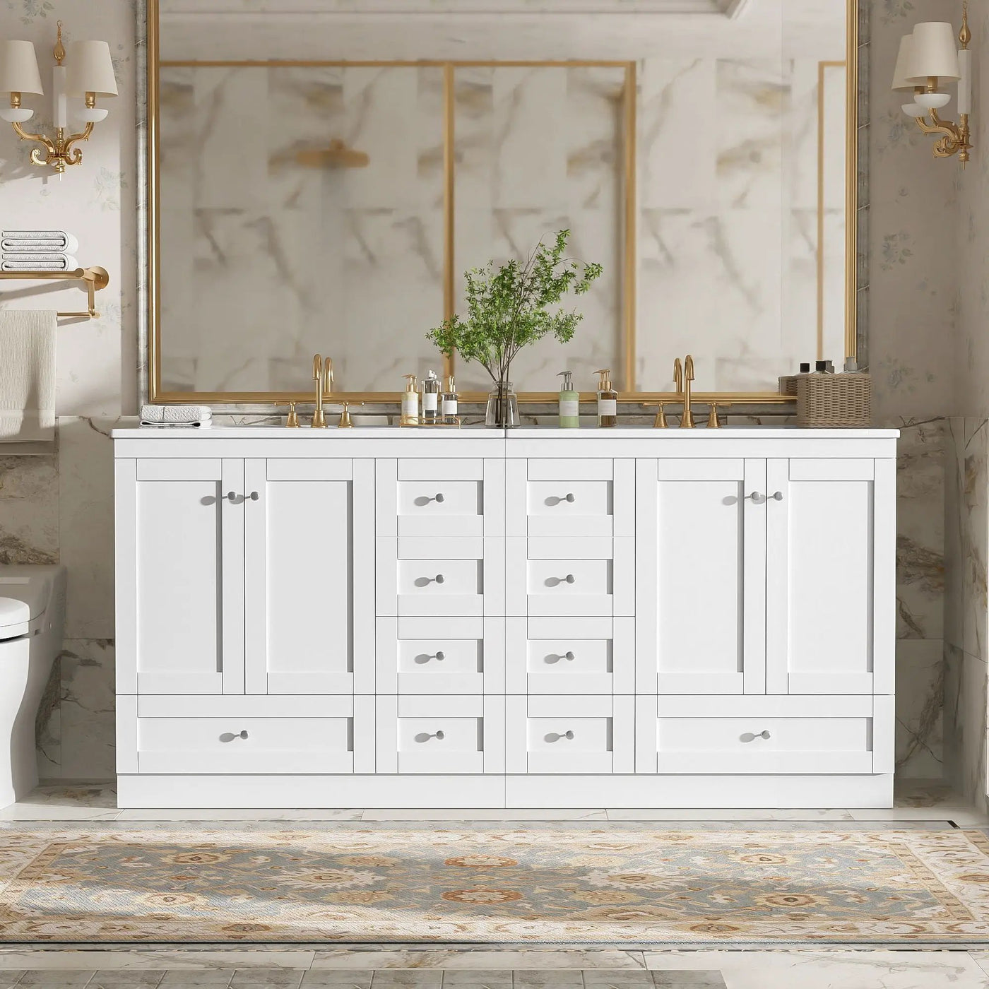 Shaker Free Standing Bathroom Vanity Cabinet & Sink, Soft Close Drawers, Soft Close Doors by Unique Piece Furniture