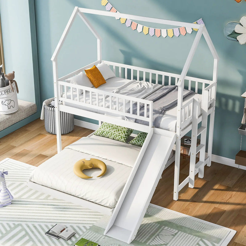 House Bunk Bed With Slide And Built In Ladder by Unique Piece Furniture