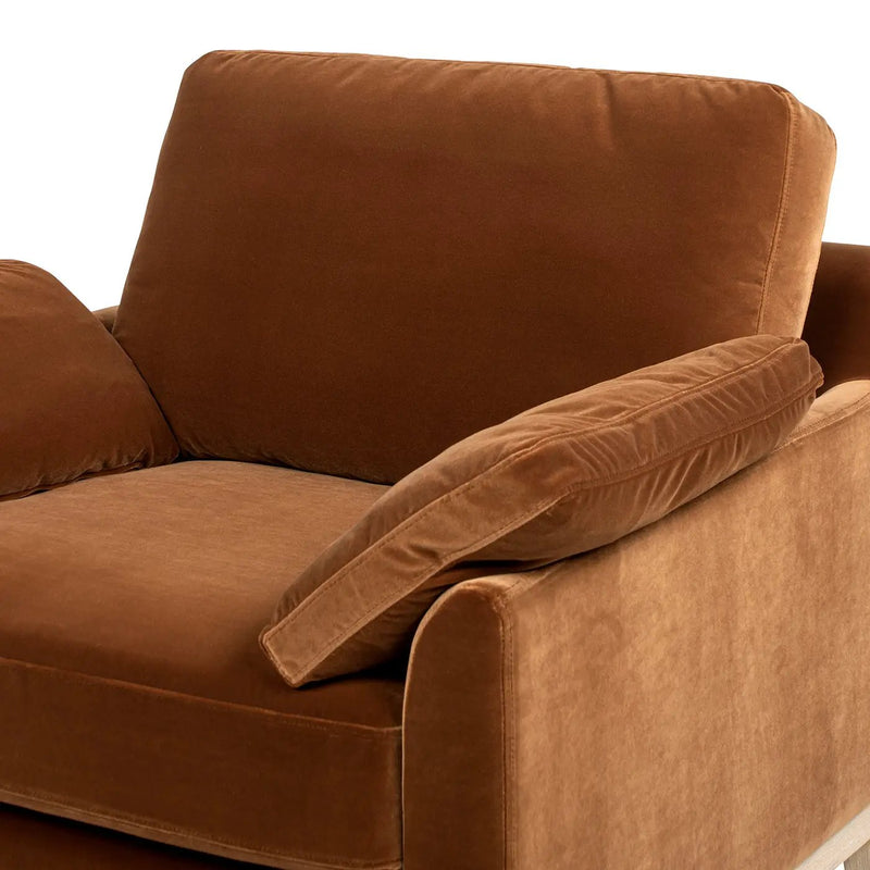 Pasadena 36" Wide Modern Farmhouse Accent Arm Chair, Burnt Orange Velvet by HouseOfZazla