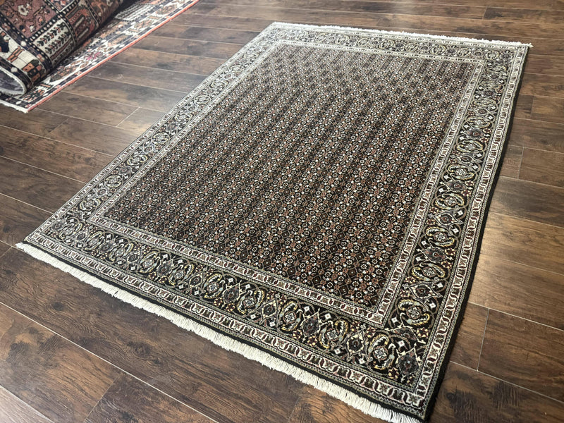 Persian Tabriz Rug 5x7, Black, Allover Pattern by Jewel Rugs