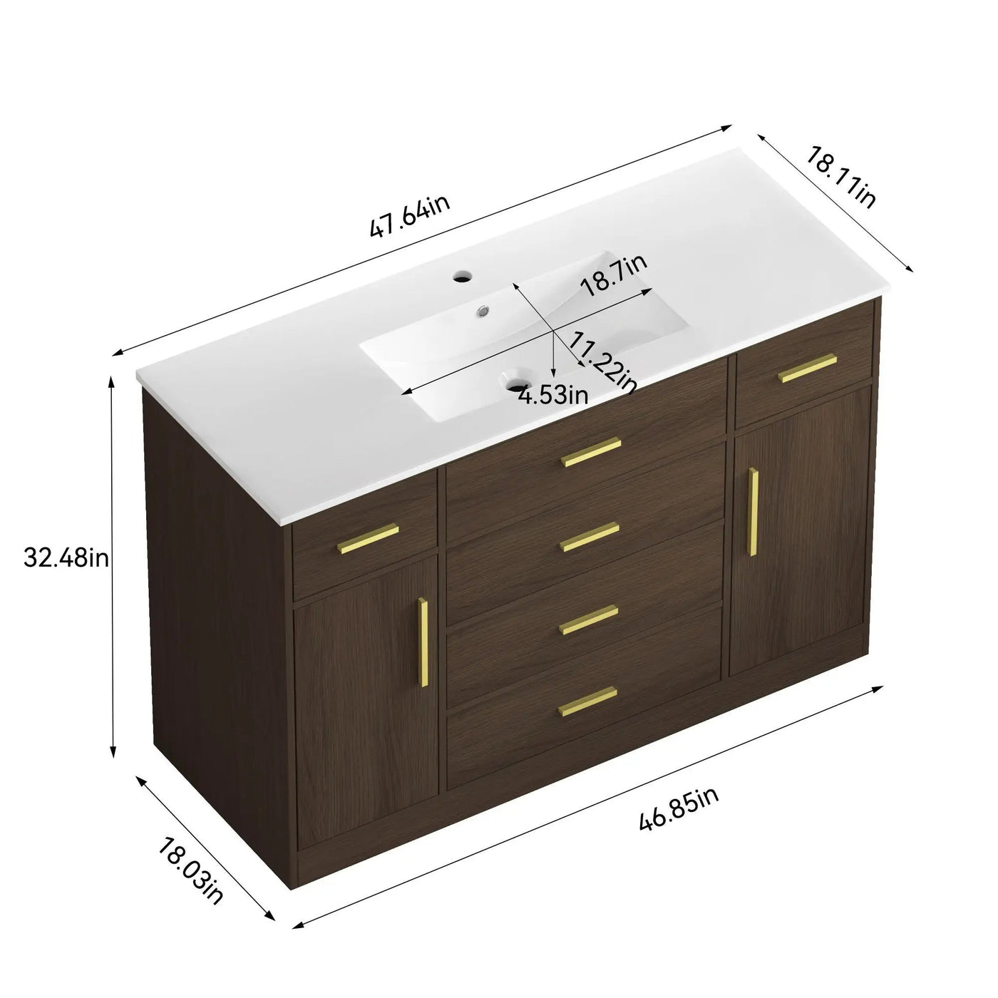 Bathroom Vanity With Abundant Storage 2 Soft Close Doors And 6 Drawers by Unique Piece Furniture
