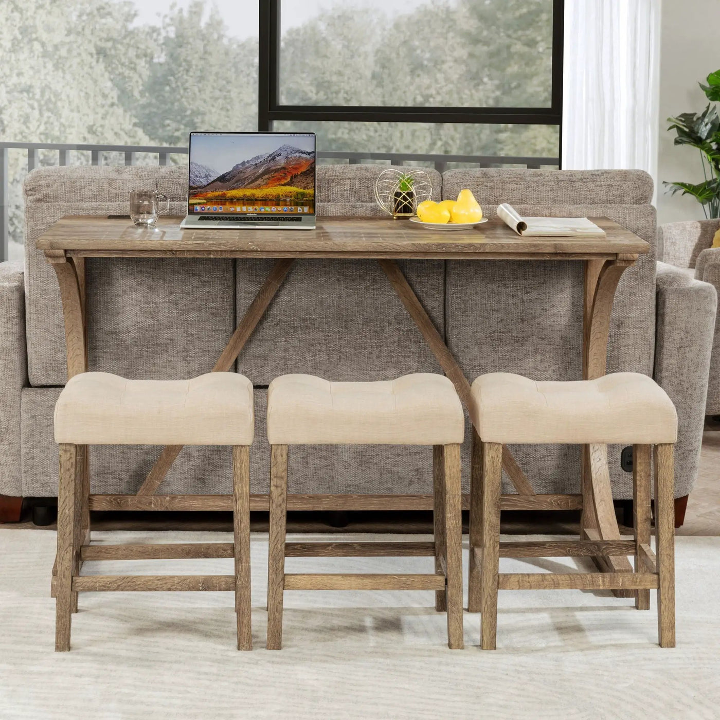 Bar Table Set With 3 Padded Stools by HouseOfZazla