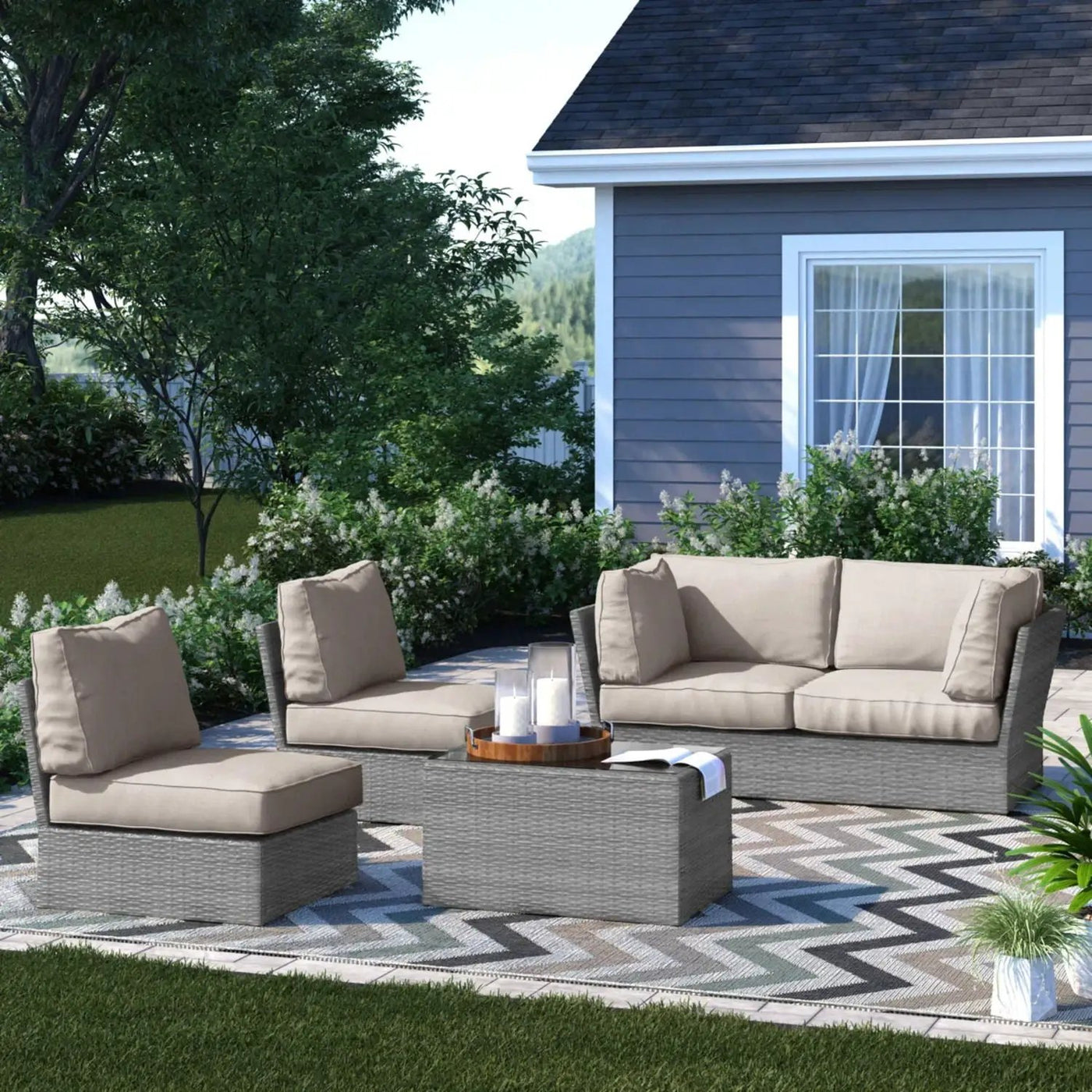 Stylish Modular Wicker Patio Seating Group by HouseOfZazla