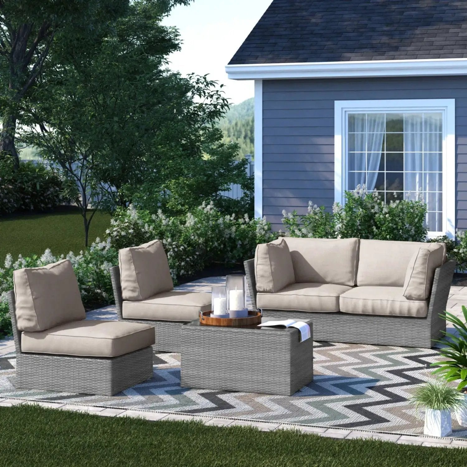 Stylish Modular Wicker Patio Seating Group by HouseOfZazla