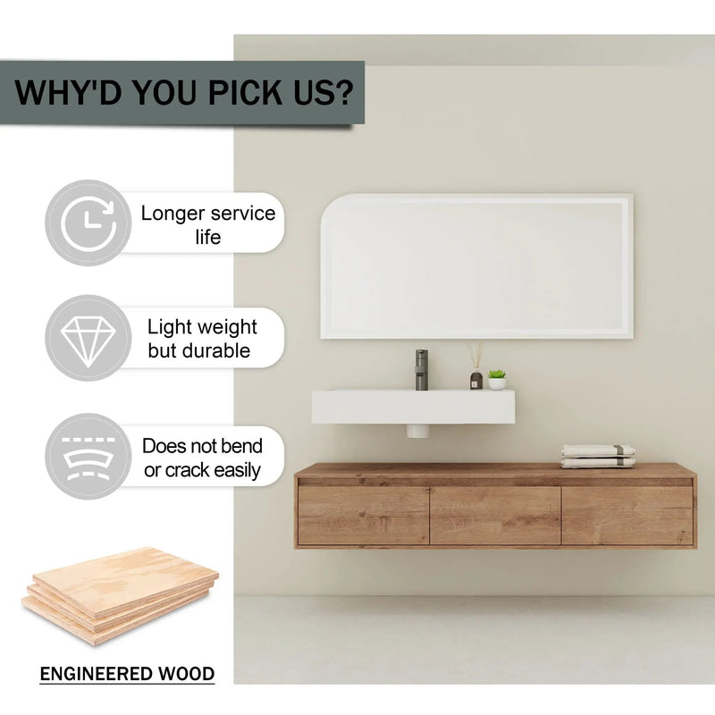 Modern Wall Mounted Bathroom Vanity With Resin Sink And Soft Close Drawer by Unique Piece Furniture