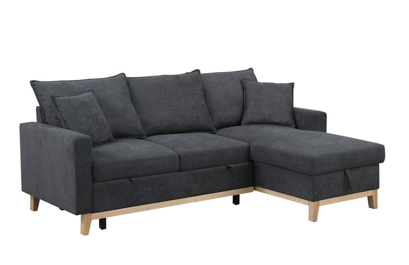 Colton - Reversible Sleeper Sectional Sofa With Storage Chaise - Dark Gray by HouseOfZazla
