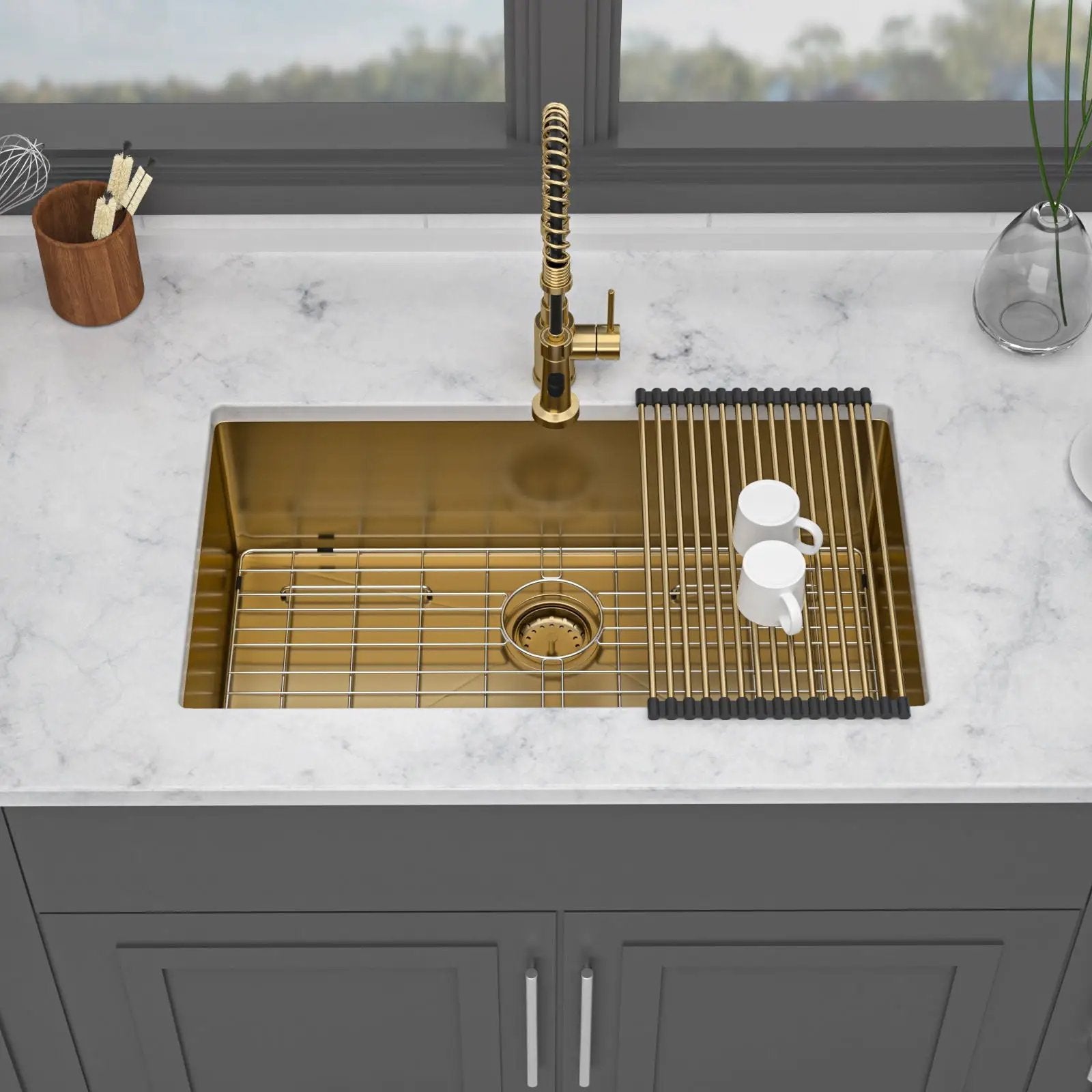Finish Undermount Stainless Steel Kitchen Sink 32" X 19" 16 Gauge Deep Single Bowl by HouseOfZazla