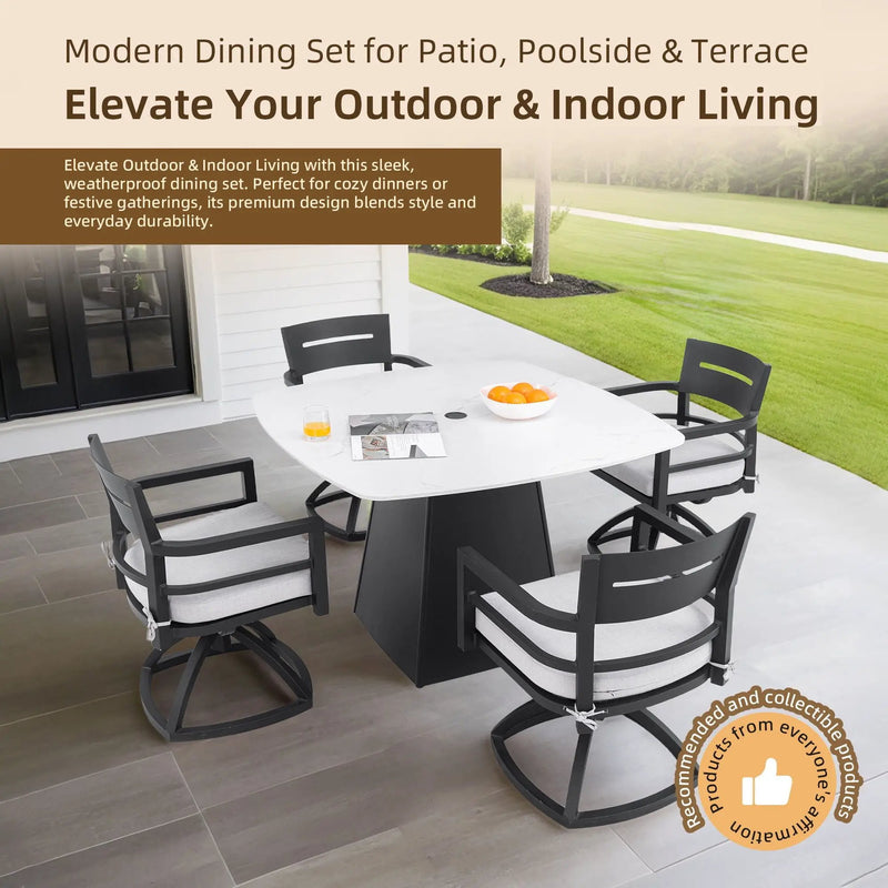 Rounded Square Outdoor Pedestal Dining Table by HouseOfZazla