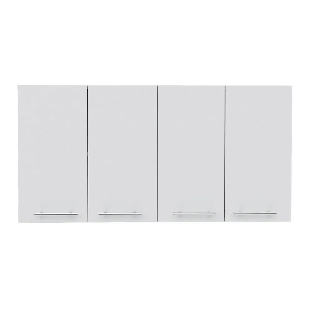 Wall Cabinet Four Doors, With Two Internal Shelves And Internal Plate And Glass Organizer - White by Unique Piece Furniture