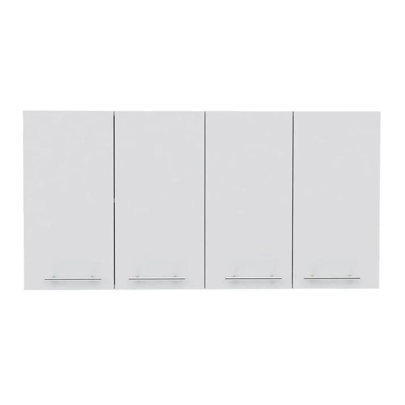 Wall Cabinet Four Doors, With Two Internal Shelves And Internal Plate And Glass Organizer - White by Unique Piece Furniture