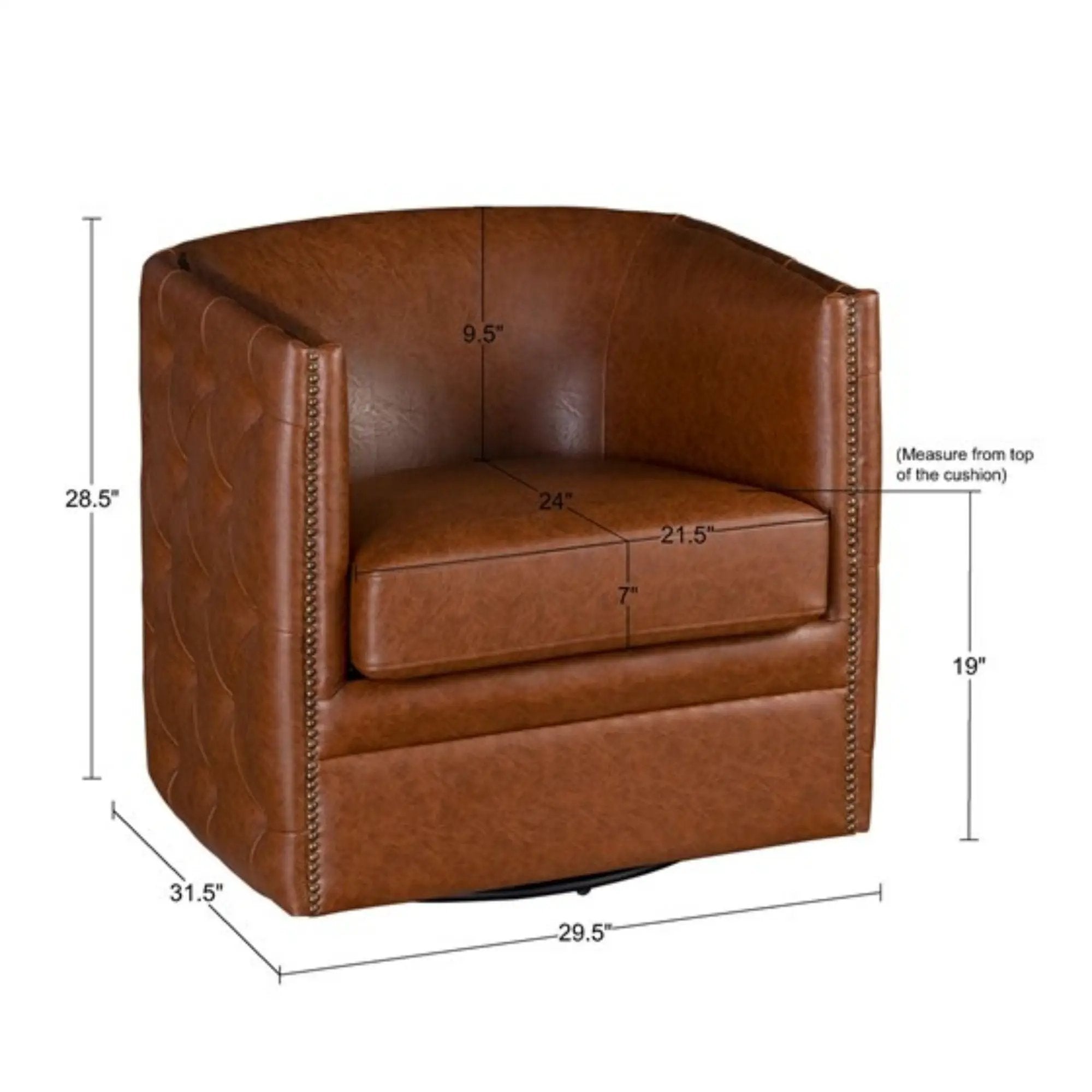 Swivel Chair With Tufted Barrel Design And Nailhead Accents by HouseOfZazla
