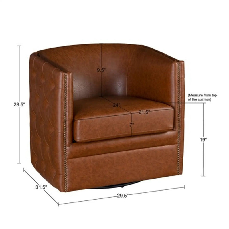 Swivel Chair With Tufted Barrel Design And Nailhead Accents by Unique Piece Furniture