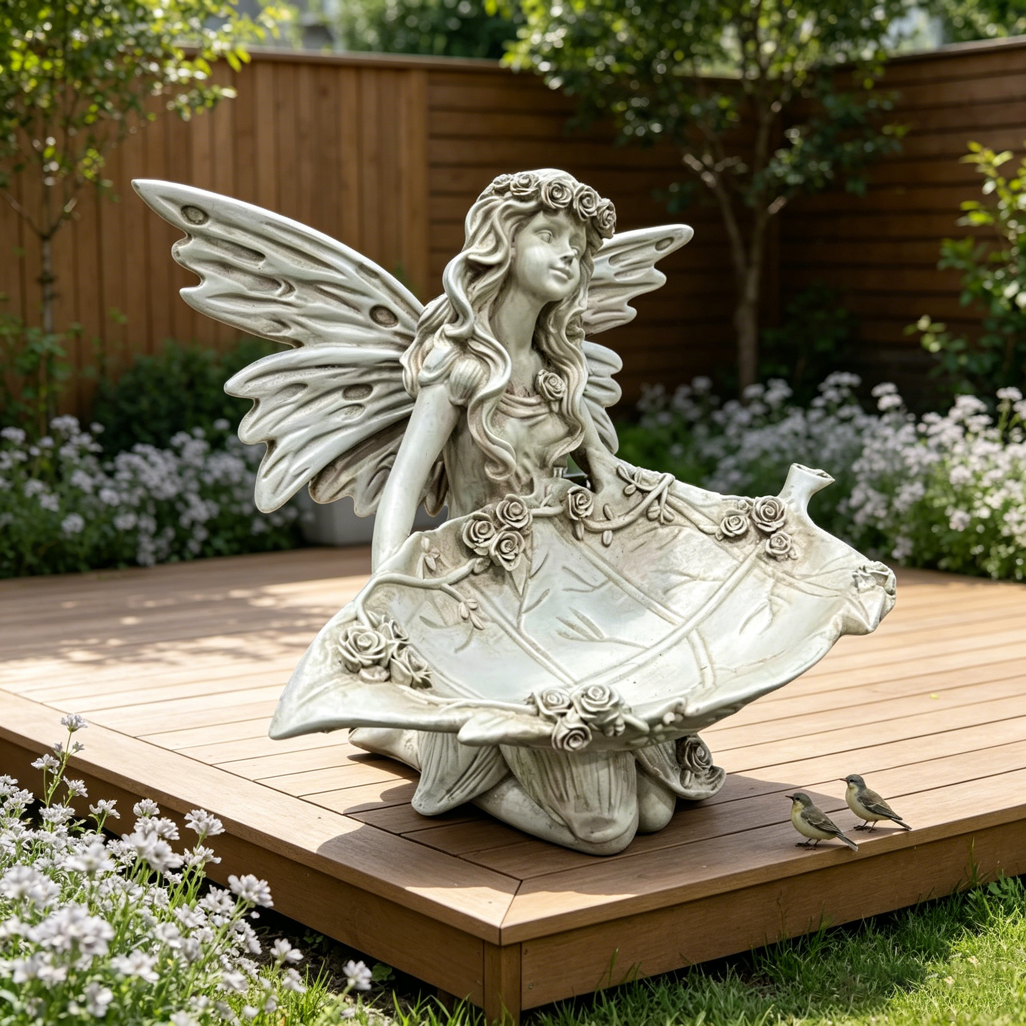 12.80" High Garden Fairy Figurine with Leaf Tray by HouseOfZazla
