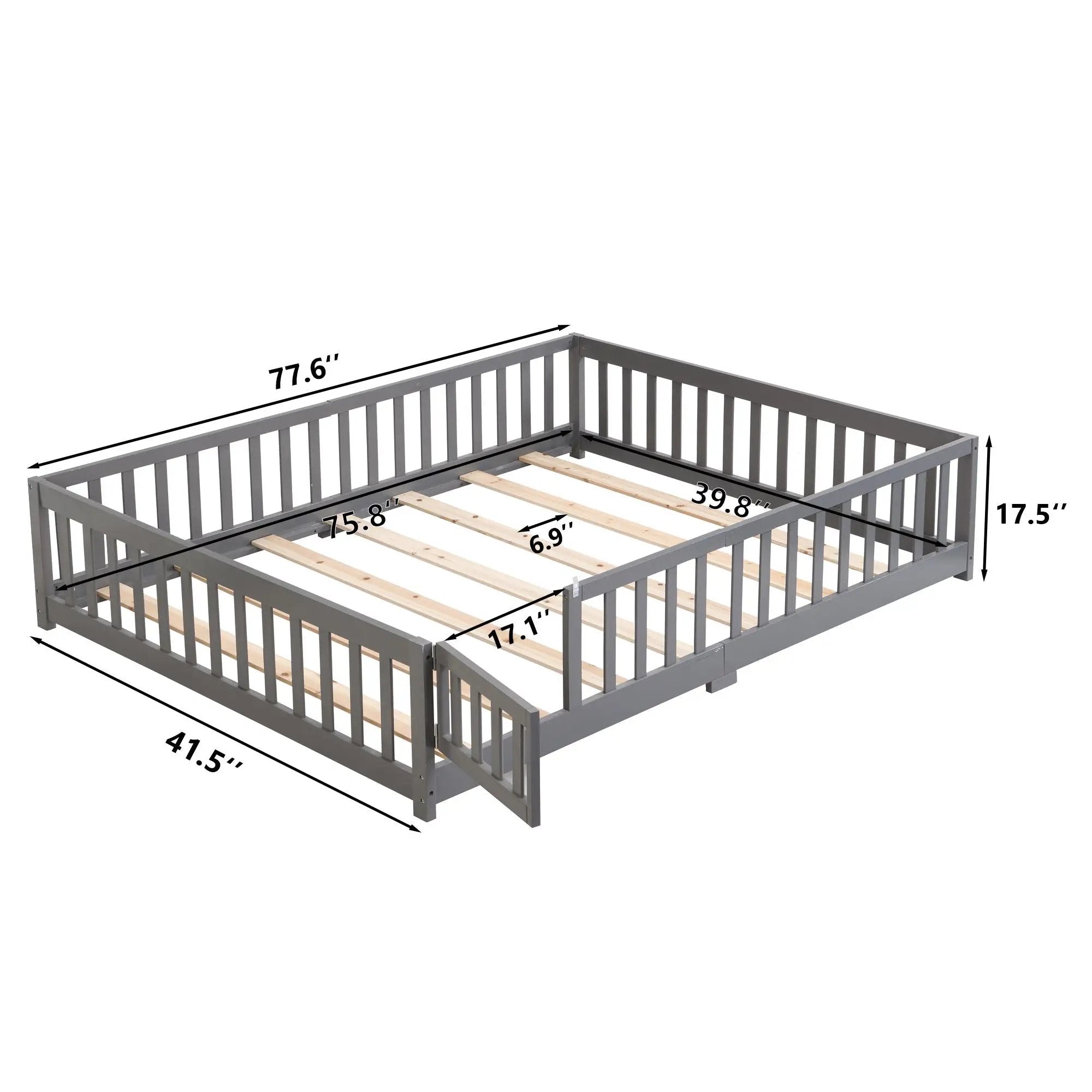 Solid Floor Bed With Door And Fence For Children by Unique Piece Furniture