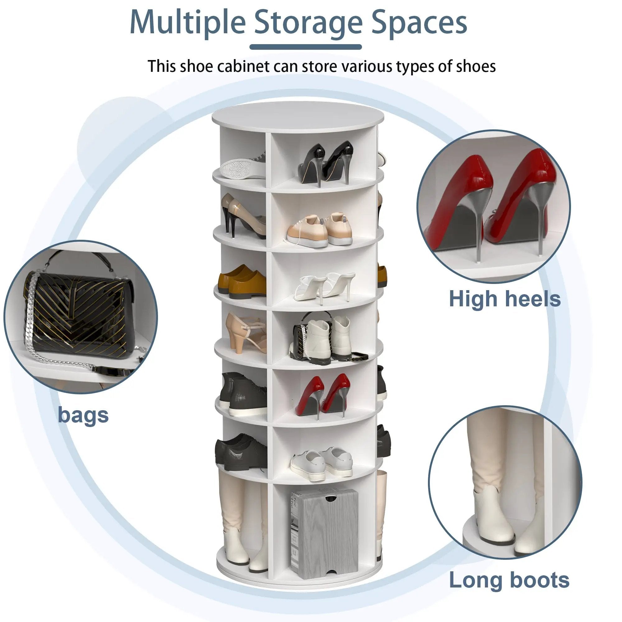 Rotating Shoe Rack Tower - 7-Tier Spinning Shoe Organizer by HouseOfZazla