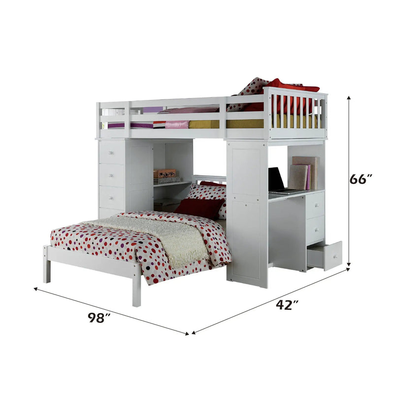 Freya - Twin Loft Bed With Storage (Not Including The Bottom Twin Bed) - White by Unique Piece Furniture