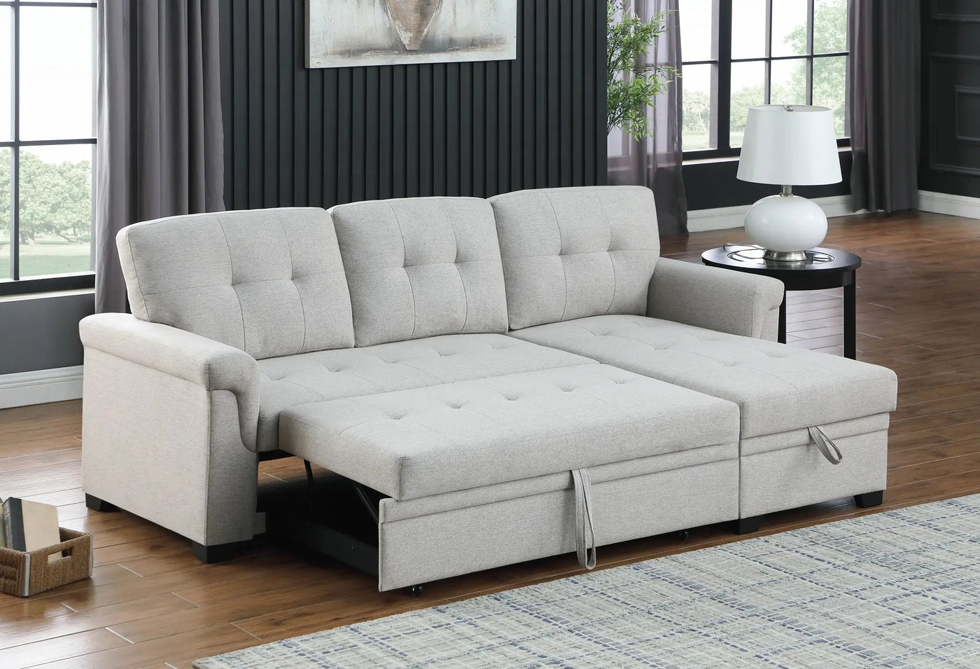 Lucca - Reversible Sleeper Sectional Sofa With Storage Chaise by Unique Piece Furniture