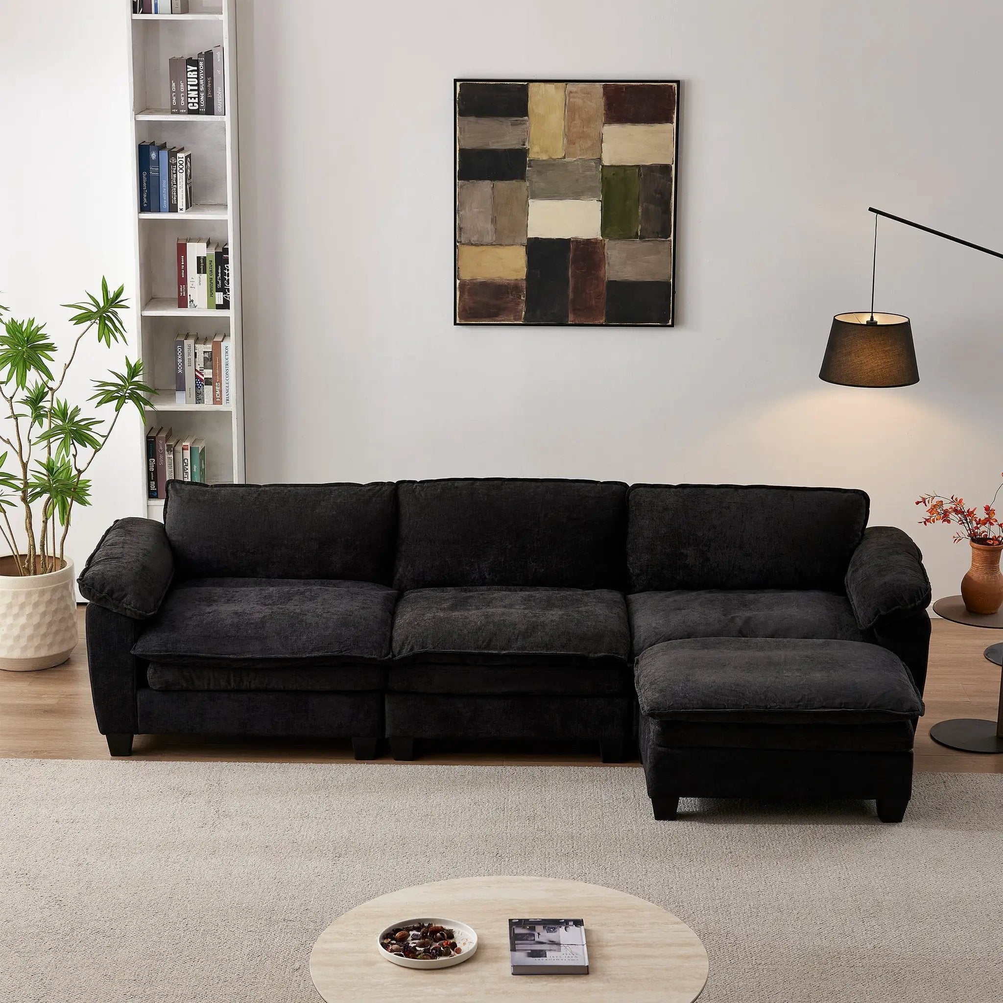 Luxury Couch with Ottoman in Soft Chenille by HouseOfZazla